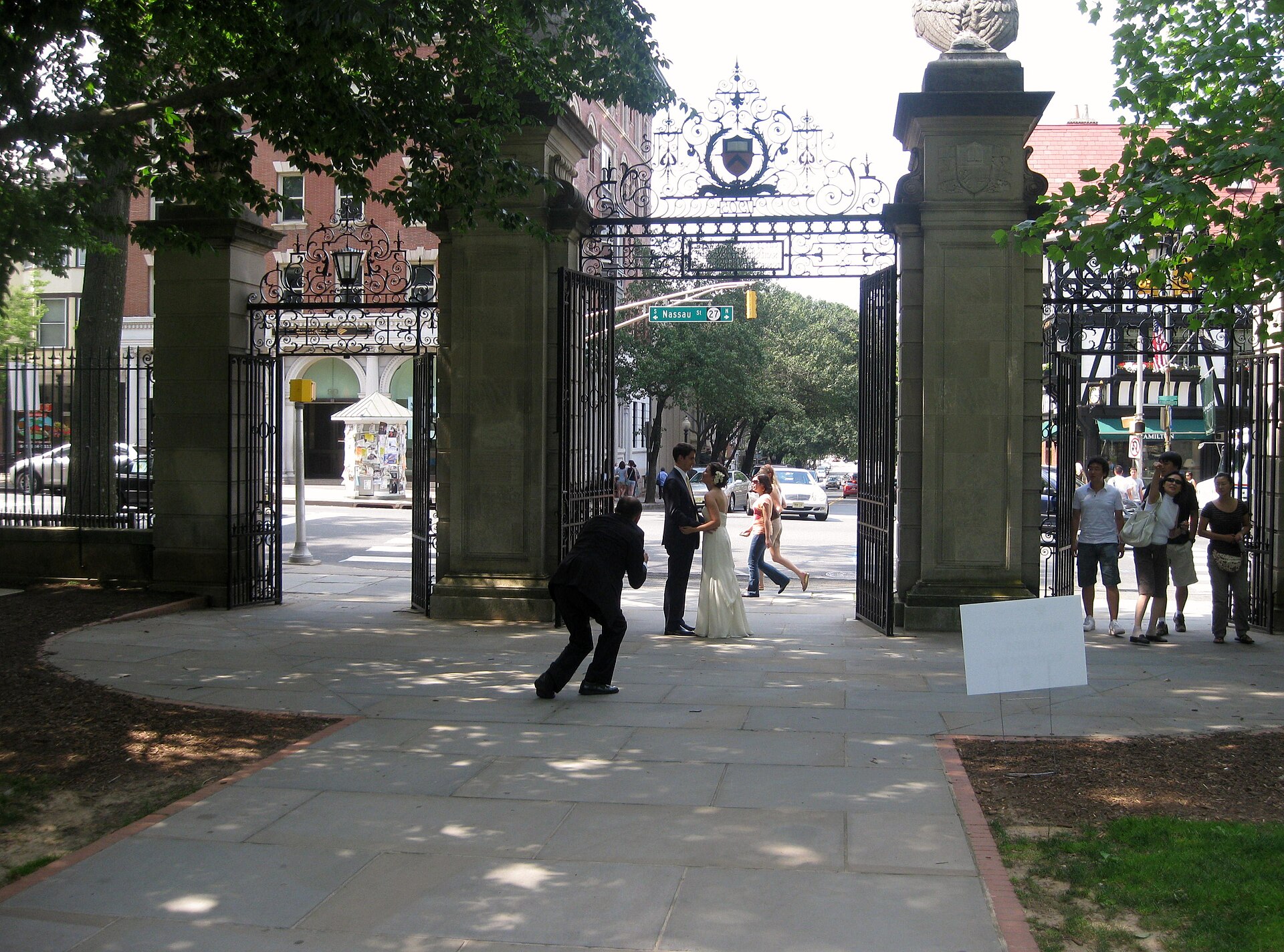 Ornate iron gate on Nassau Street at Princeton University