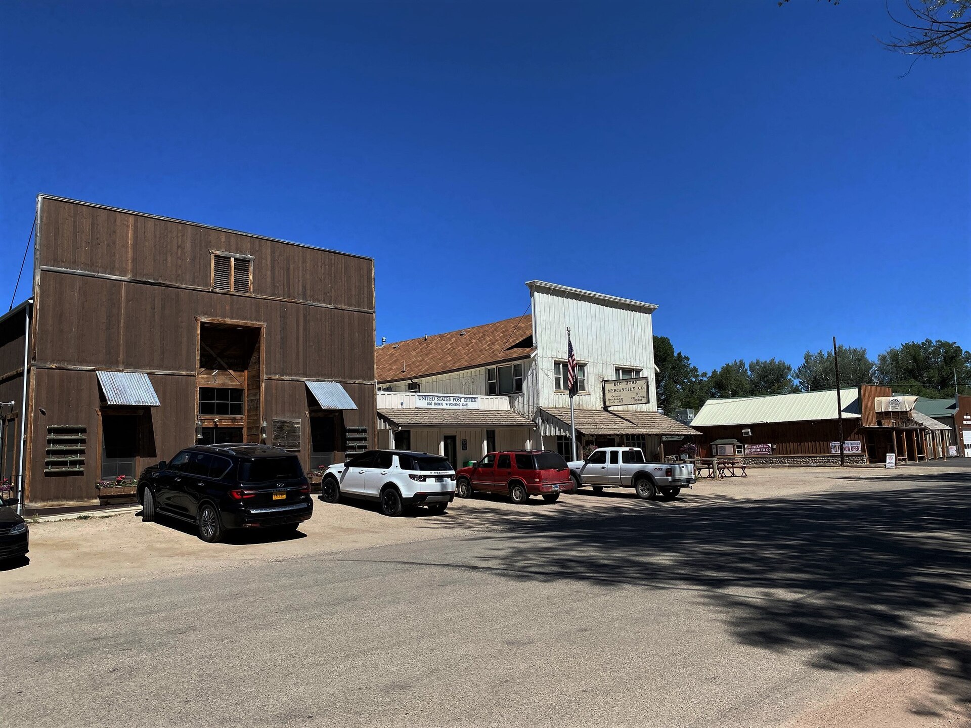 Historic false-front storefronts on Johnson Street in Big Horn