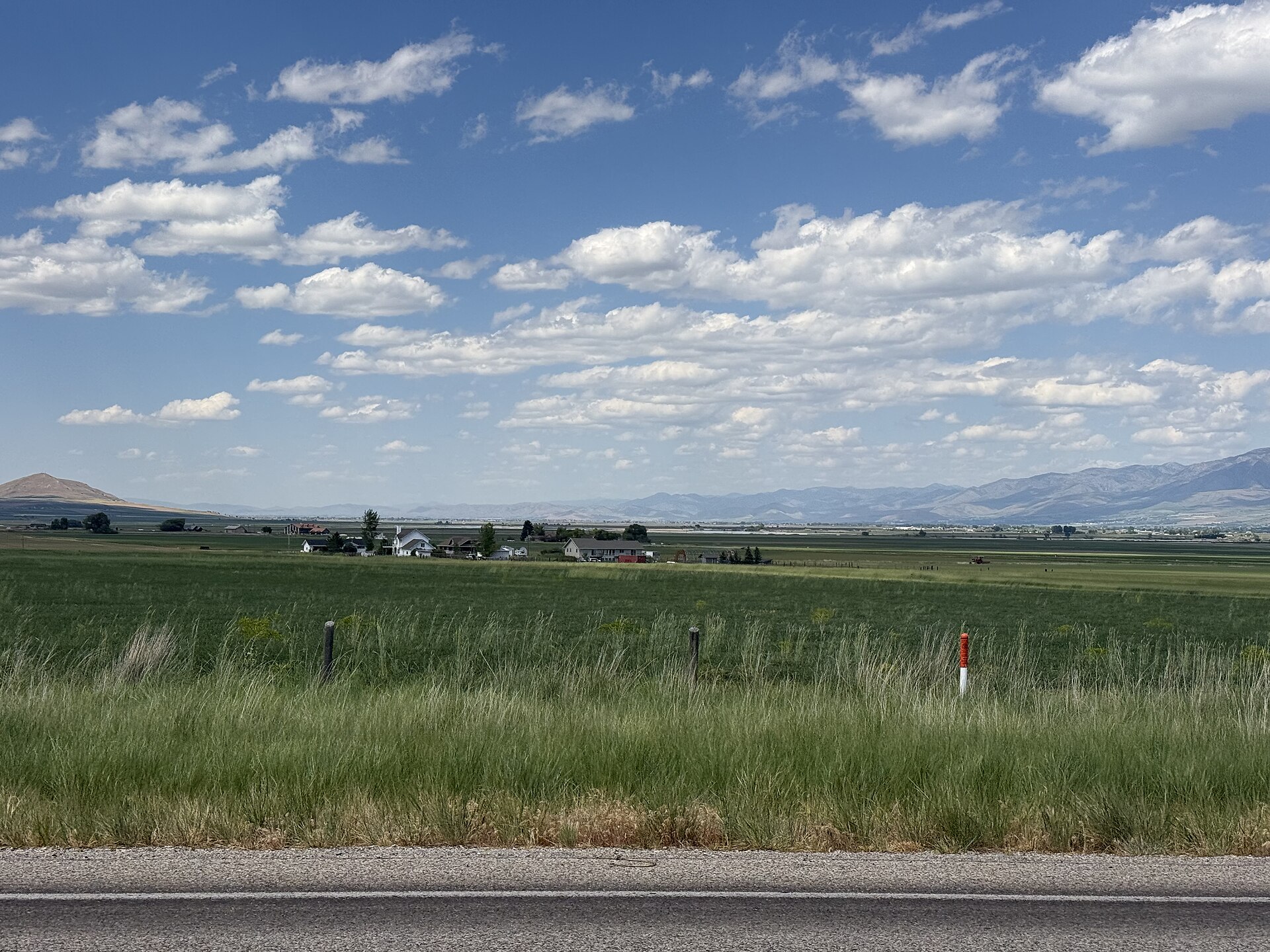 Farmland in Peter, Utah, with the Wasatch Mountains in the distance