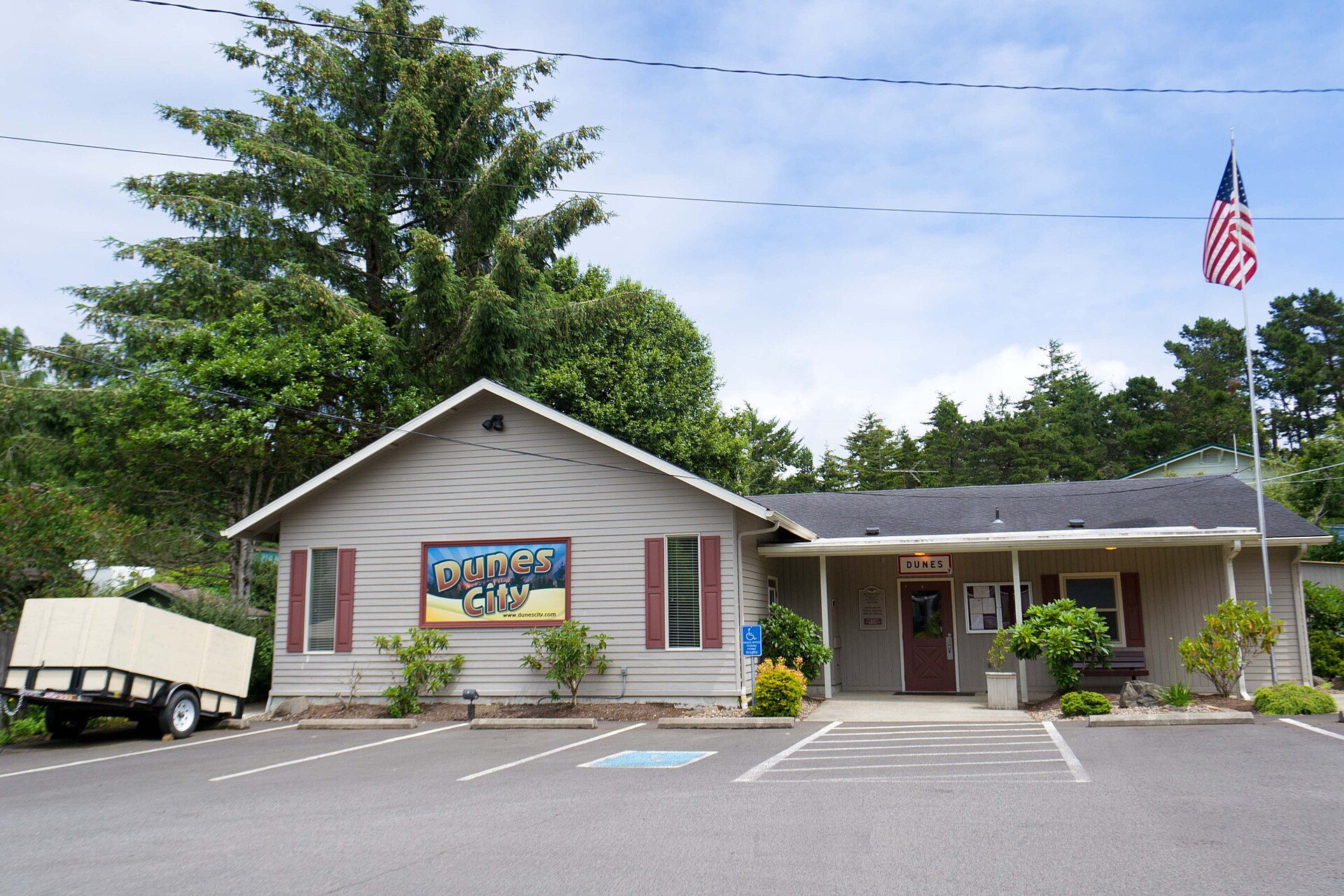 Dunes City Hall in Dunes City, Oregon.