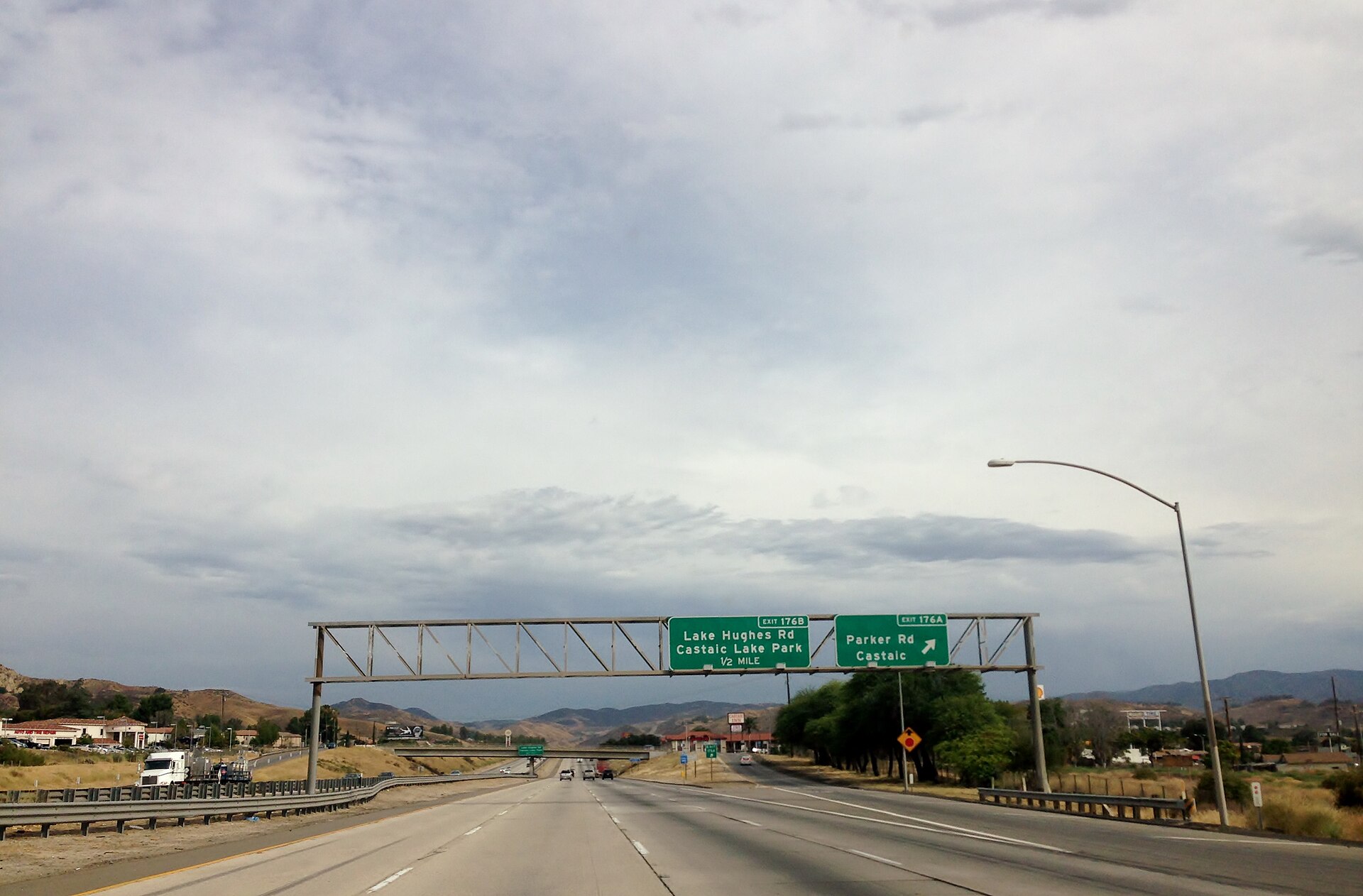 Interstate 5 corridor through the hills near Castaic, by Hasley Canyon