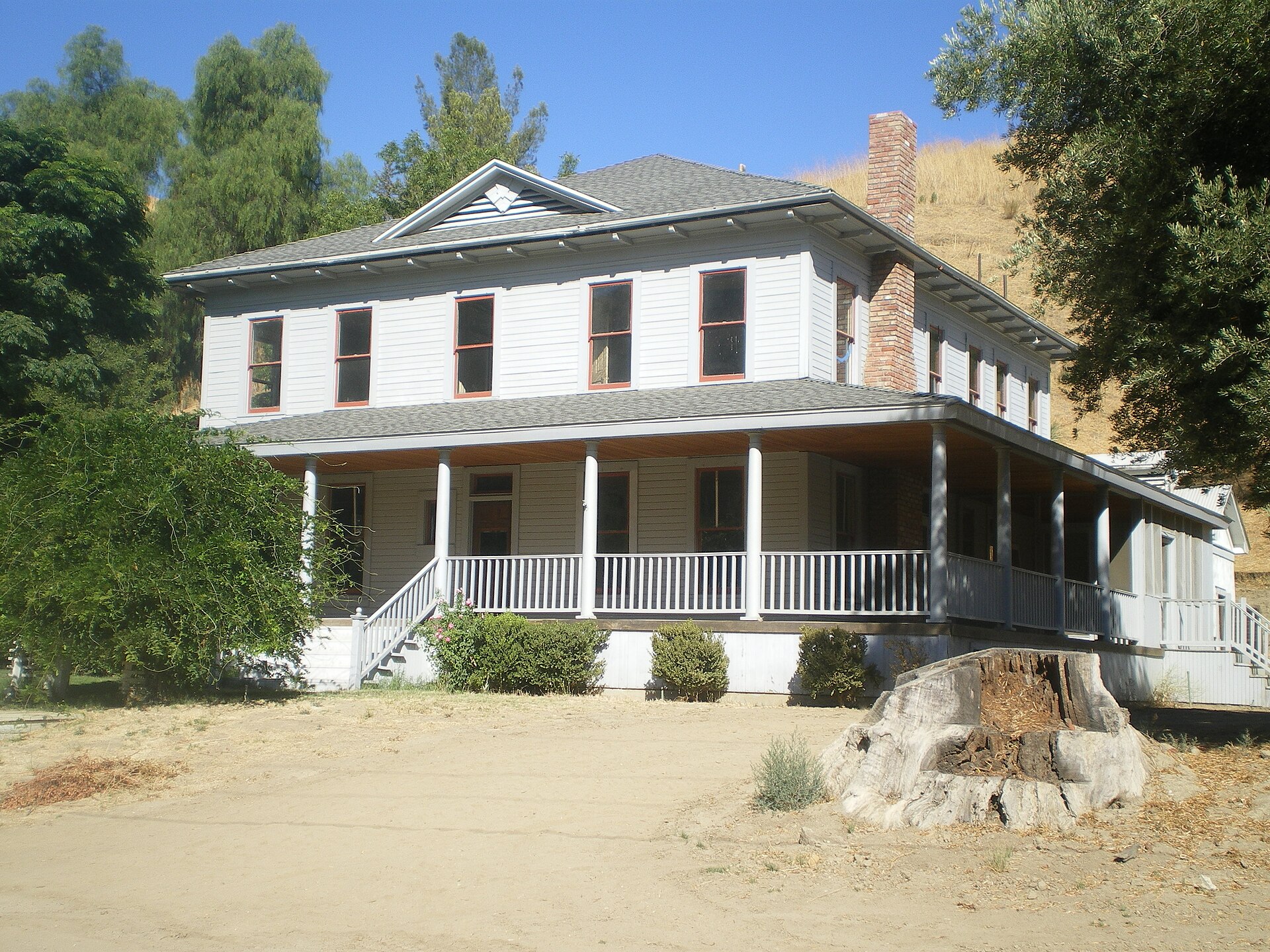 The white two-story C.A. Mentry House in Mentryville