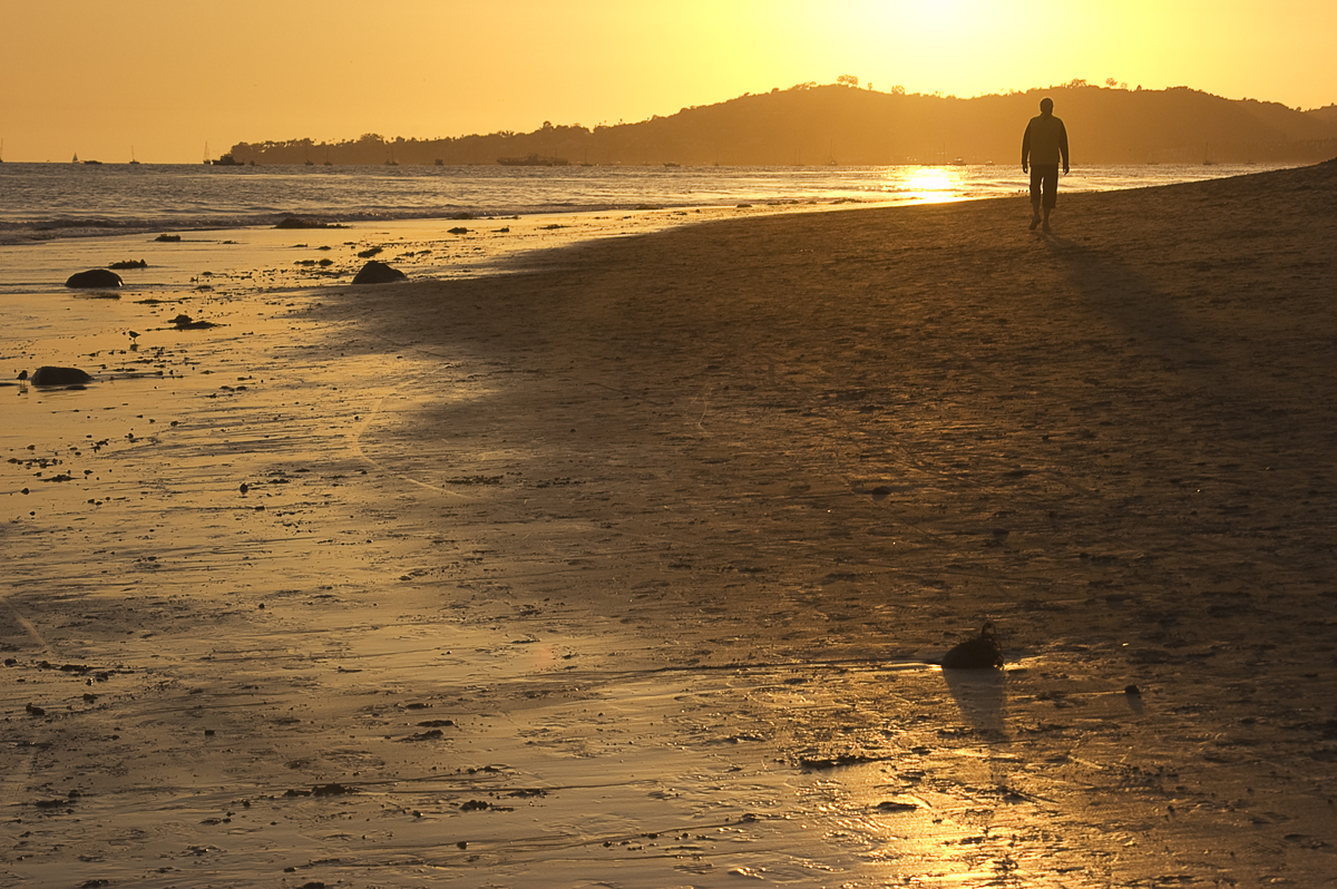 Low sun over the beach in Summerland