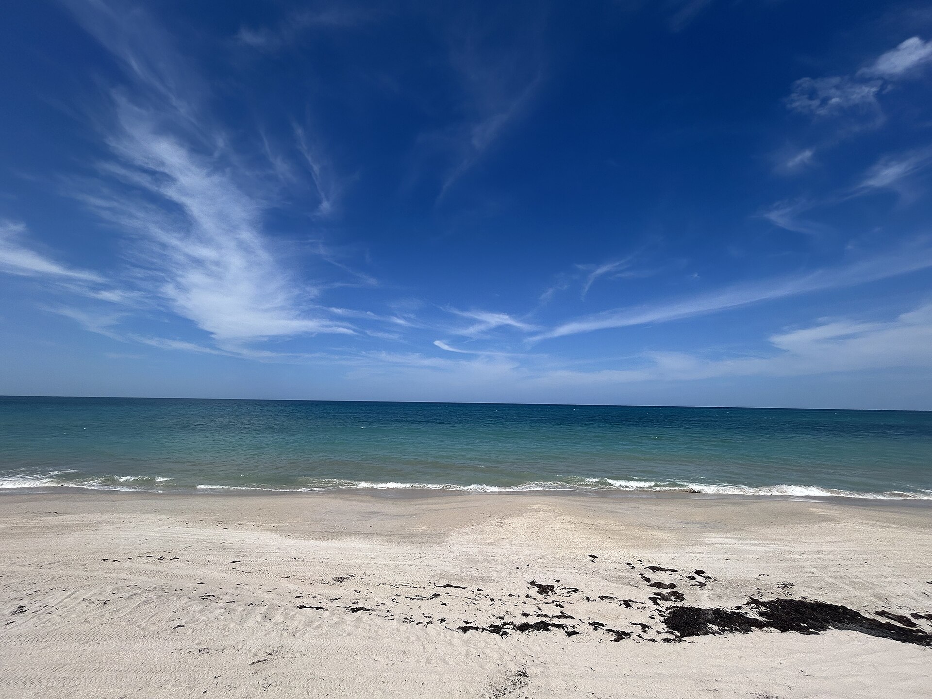 White sand beach and turquoise water at Wabasso Beach, Florida