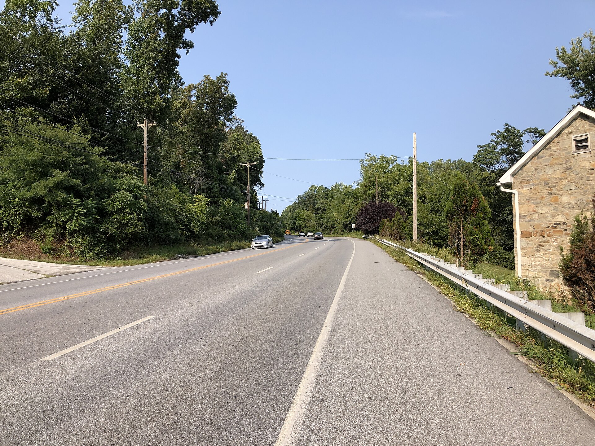 View north along Pennsylvania State Route 113 (Uwchlan Avenue) just north of Old Kings Highway in East Caln Township, Chester County, Pennsy