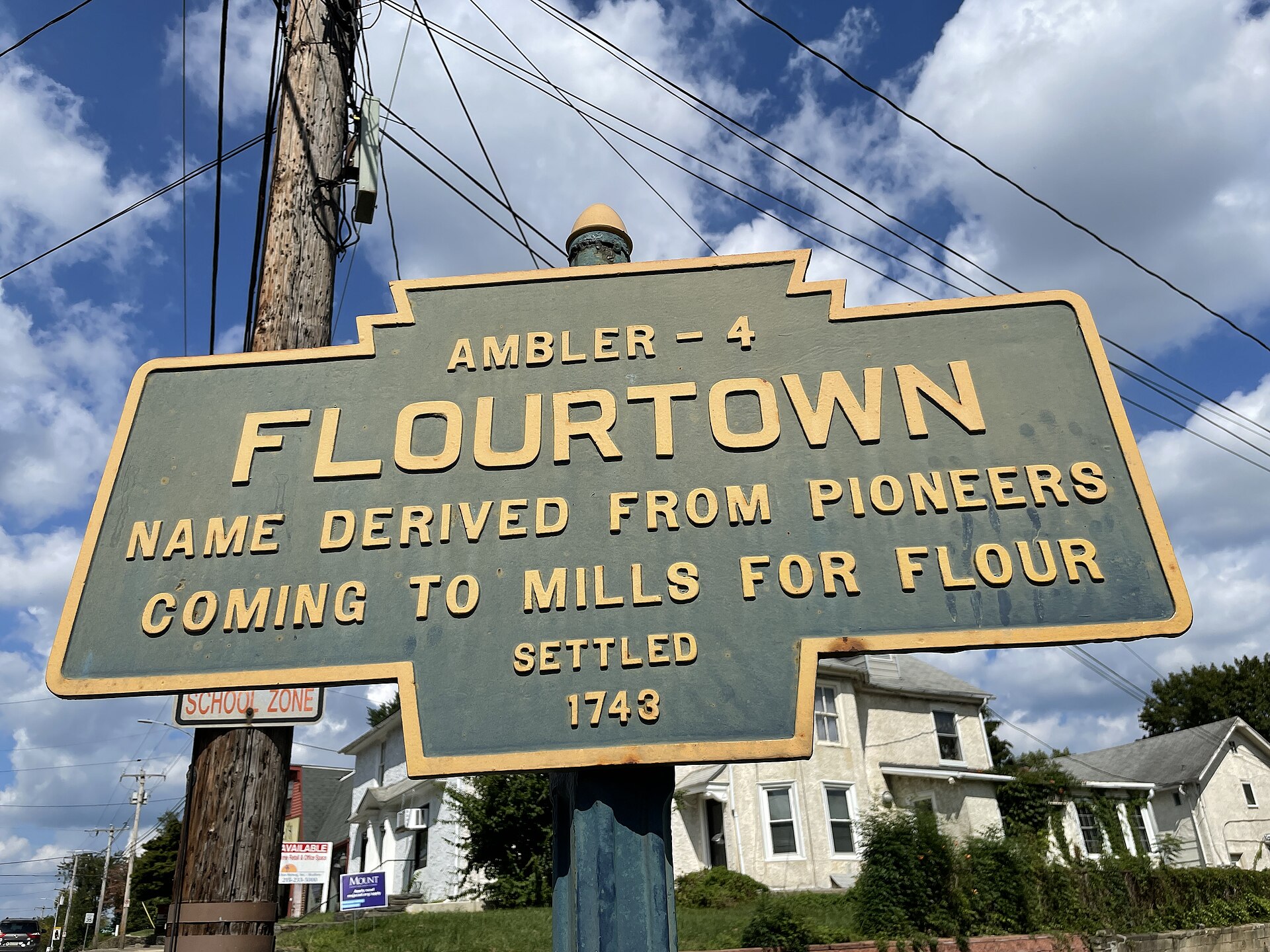 Keystone marker on Bethlehem Pike in Flourtown, Pennsylvania