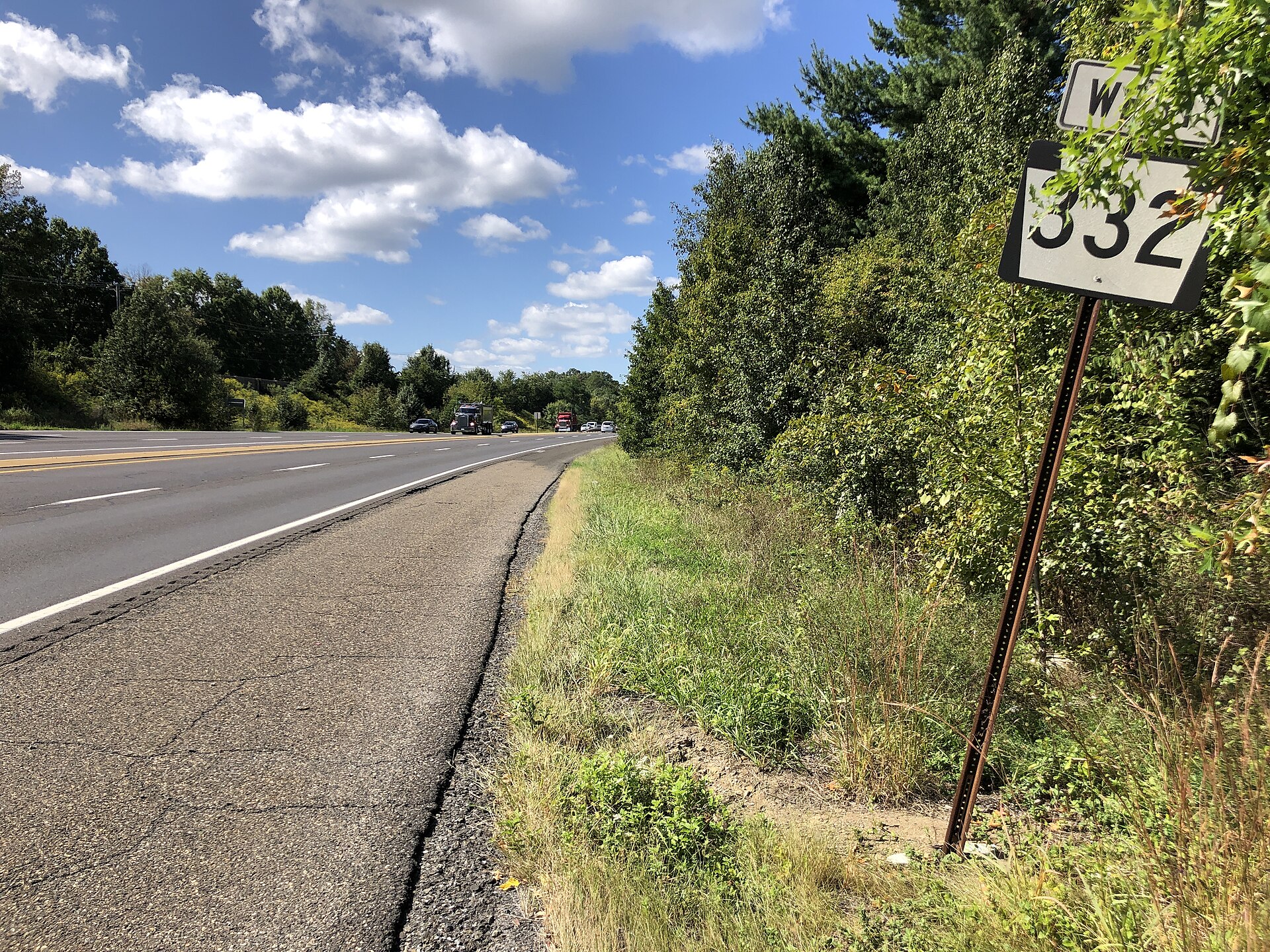 Route 332 near Woodbourne Road in Pennsylvania