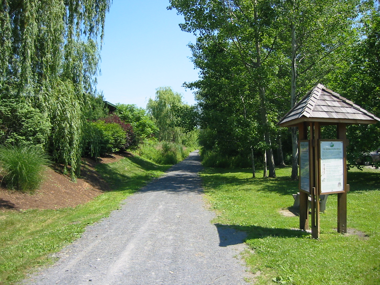 A wooded section of the Wallkill Valley Rail Trail in Gardiner, New York.