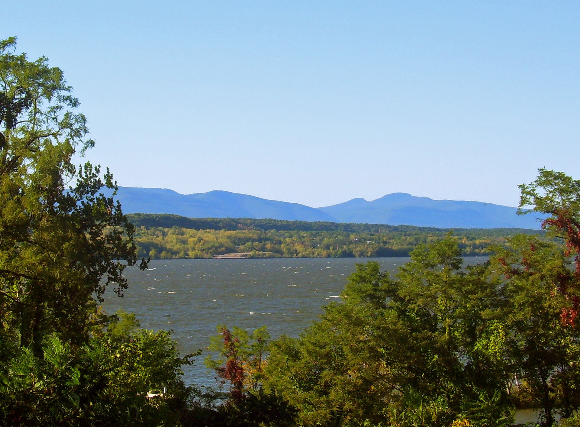 The Hudson River and Catskill Mountains seen from Rhinecliff, New York