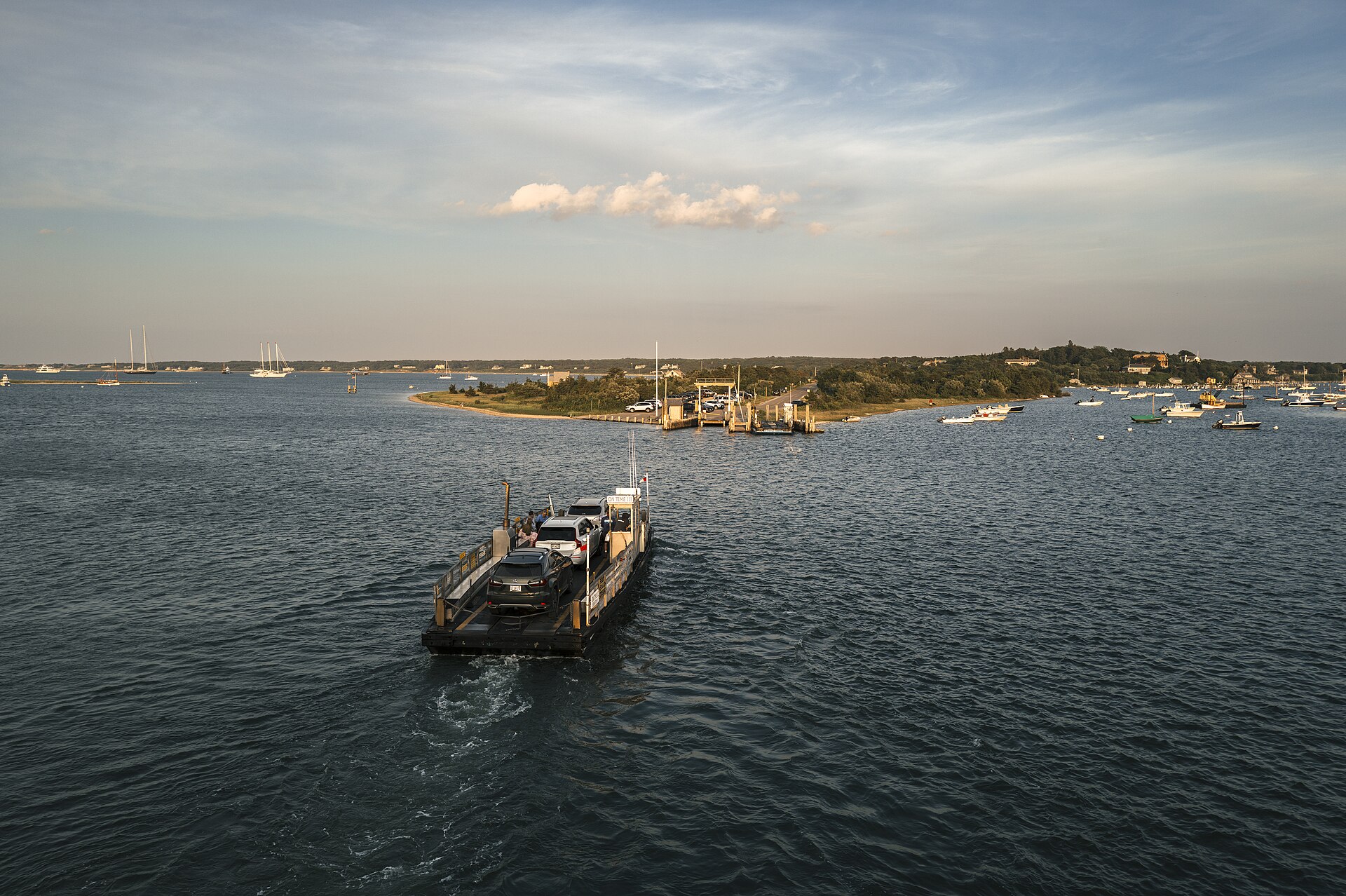 The Chappaquiddick ferry departing Edgartown