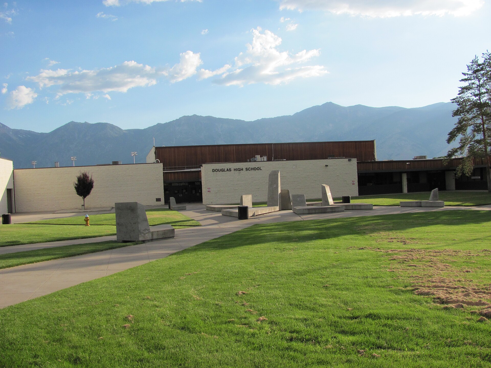 Douglas High School campus with the Carson Range behind