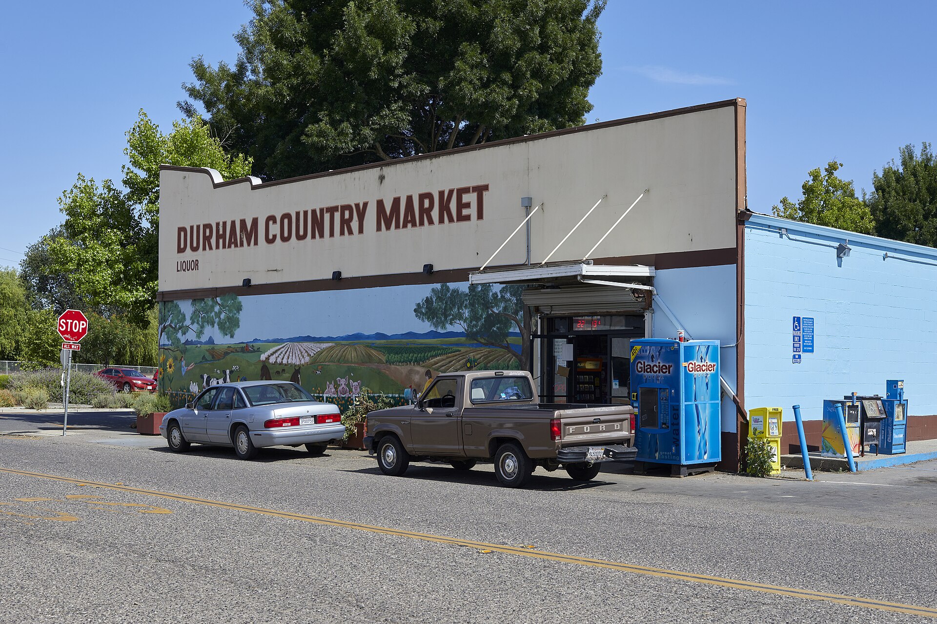 The Durham Country Market storefront in Durham, California.