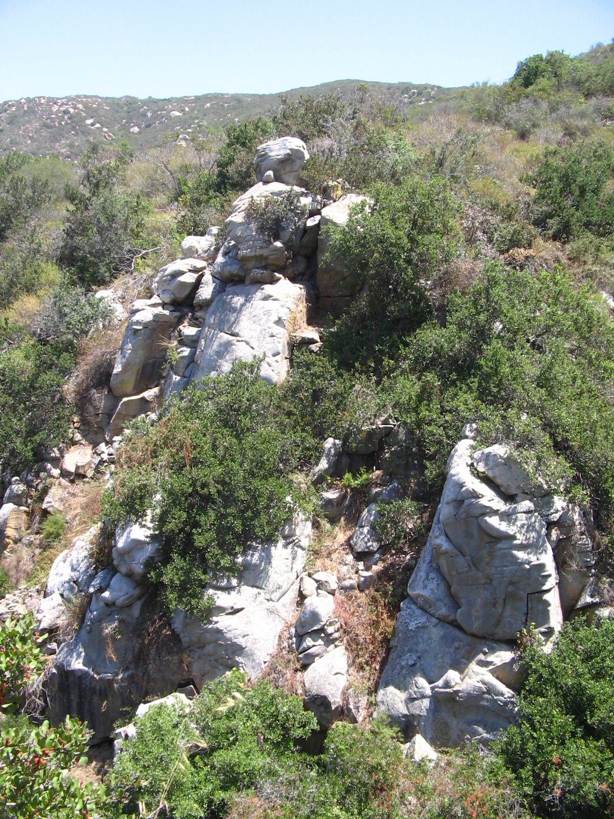 Granite outcrops among chaparral in Elfin Forest