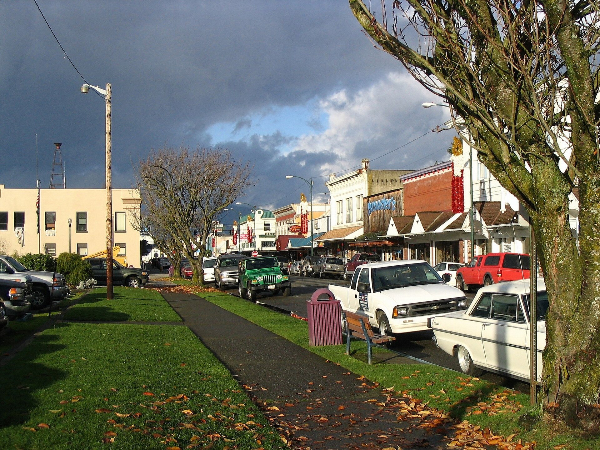 Storefronts along the main street in downtown Arlington, the nearest town to Bryant.