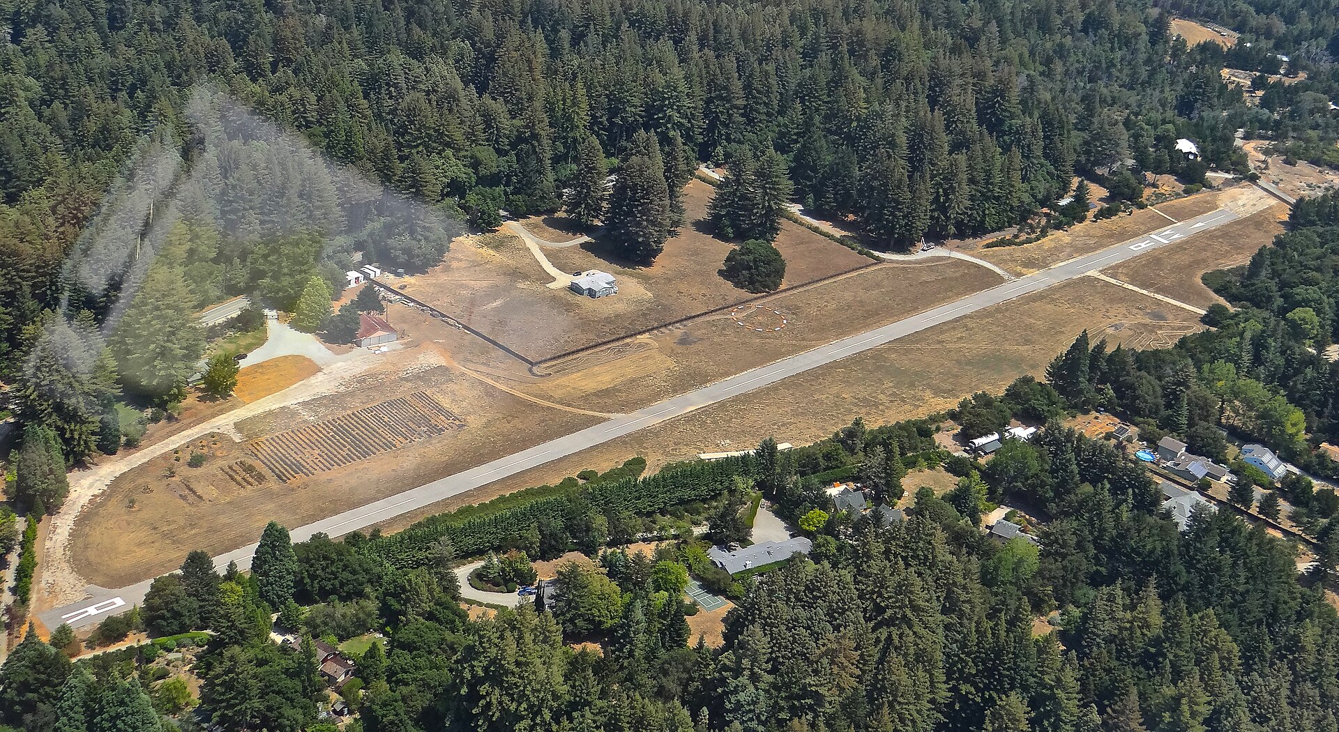 Aerial view of the Bonny Doon Village Airport runway