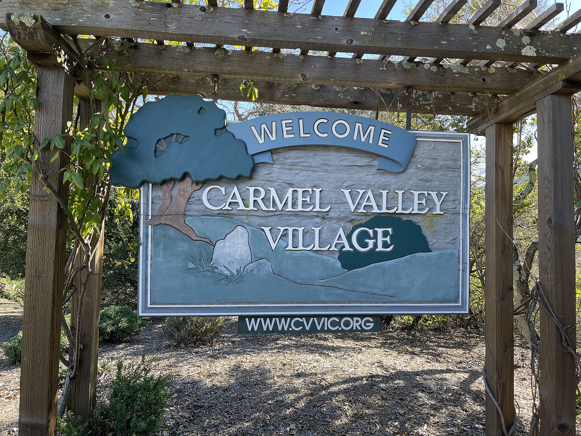 Welcome sign for Carmel Valley Village