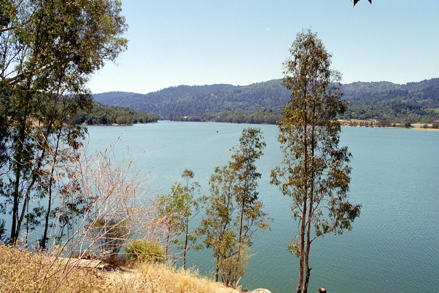 Lexington Reservoir ringed by hills