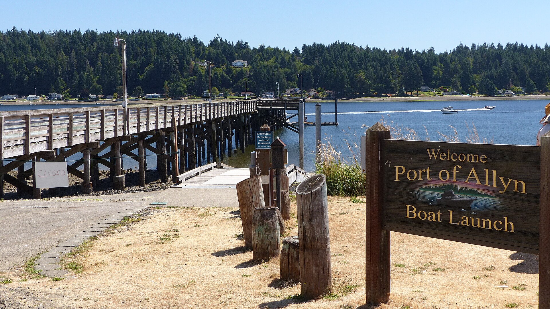 The Port of Allyn dock and boat launch on Hood Canal, Washington