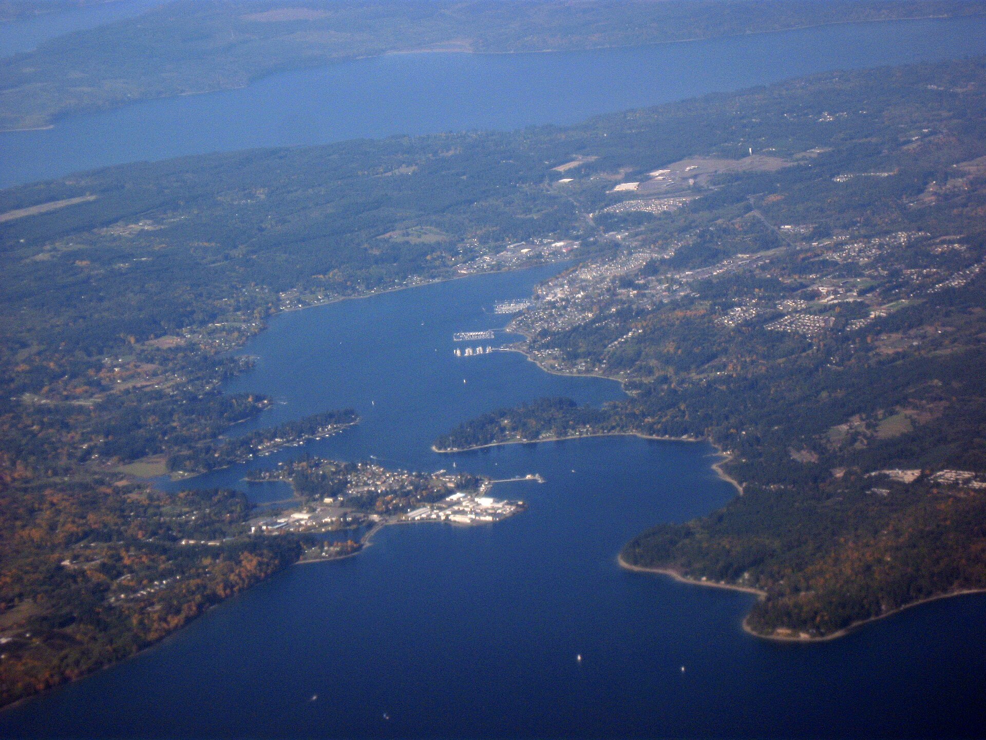 Aerial view of Keyport on Port Orchard Bay in Washington