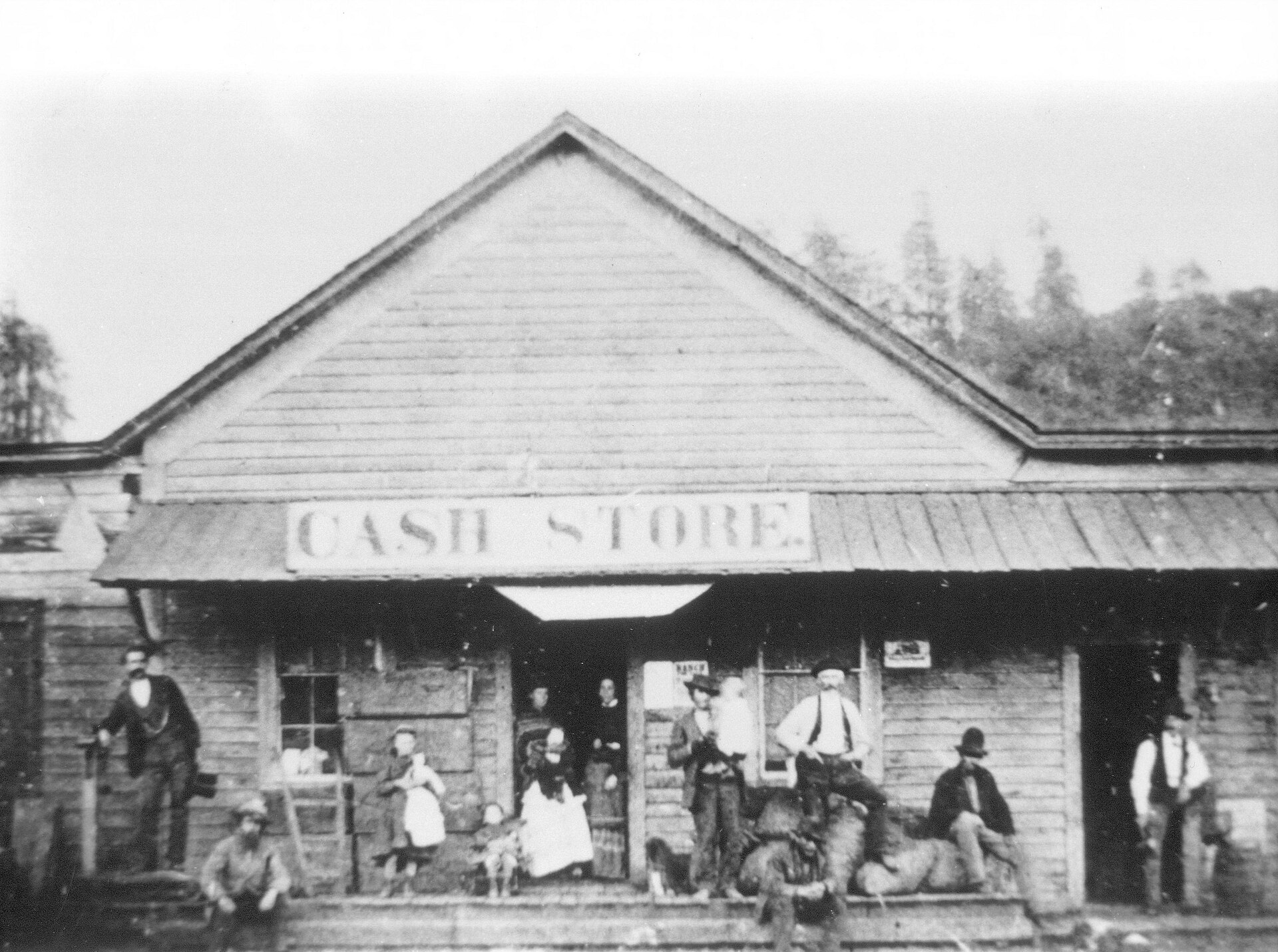 Historic wooden storefronts along the main street in Bloomfield, California.