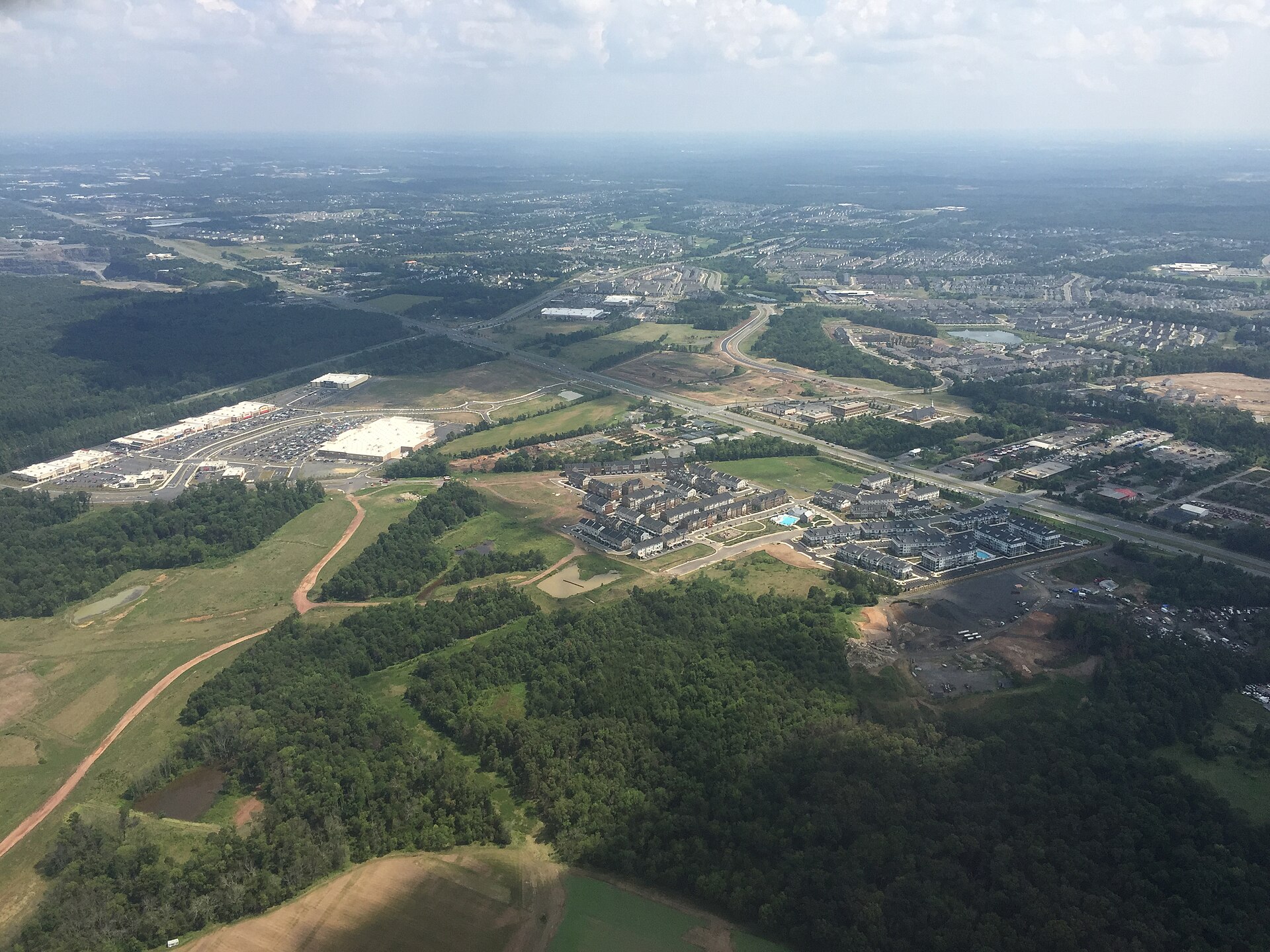Aerial view across Arcola and South Riding, Virginia