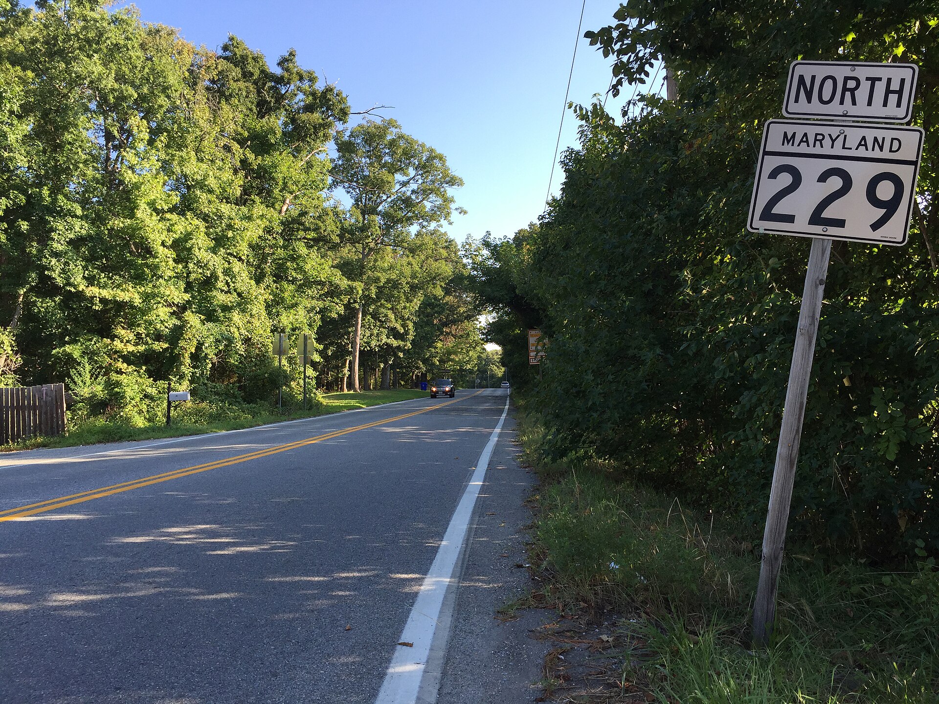 Maryland Route 229 northbound sign in Bensville