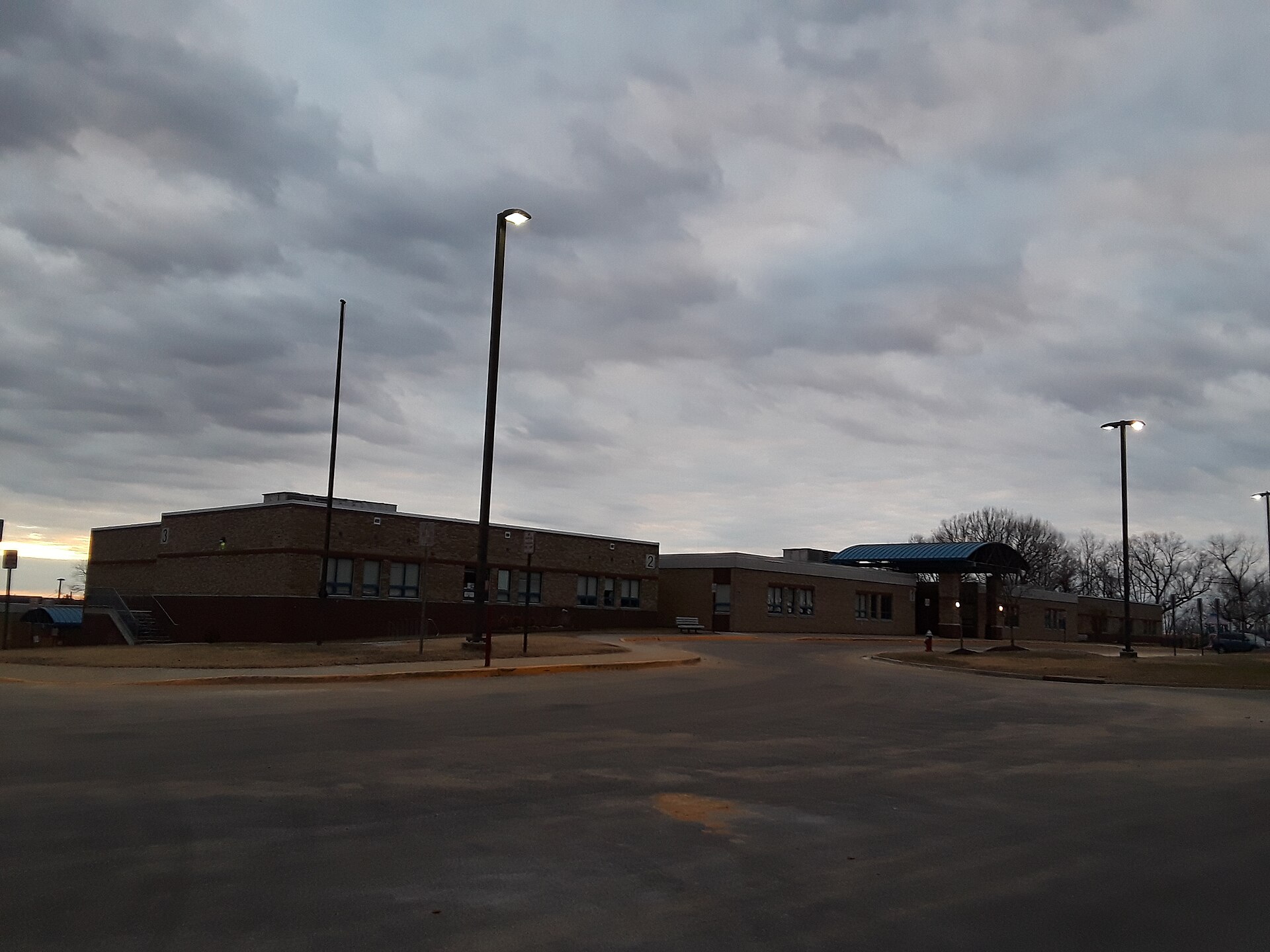 Groveton Elementary School at dusk