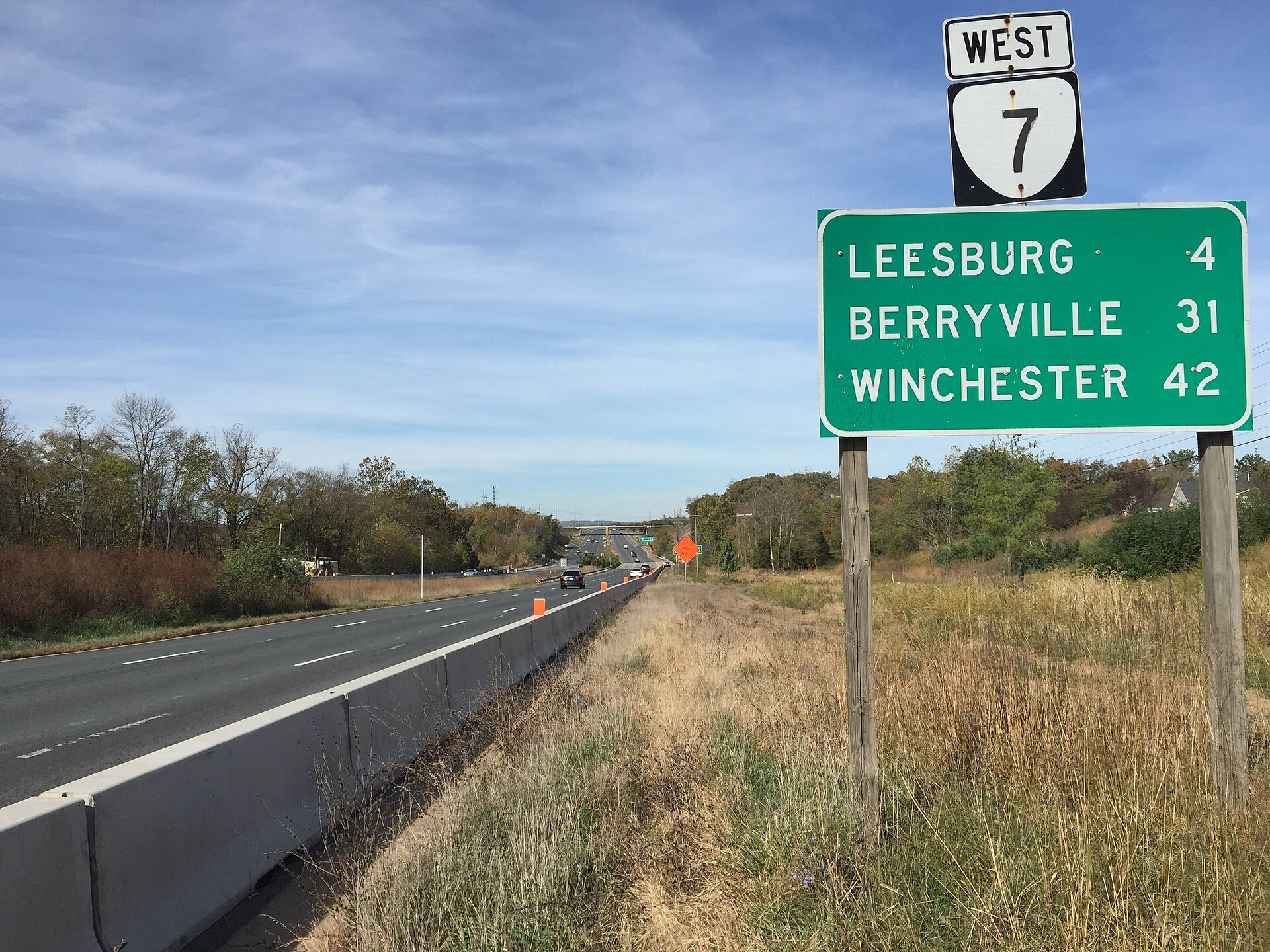 Route 7 at the Belmont Ridge Road exit near Lansdowne, Virginia.