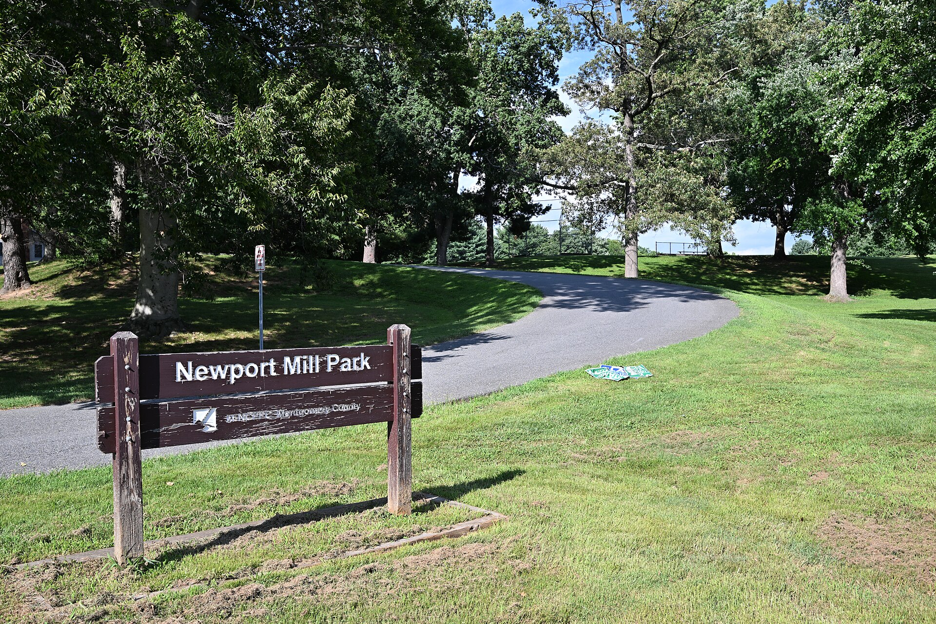 The entrance sign to Newport Mill Park in Kensington Maryland, adjacent to North Kensington.