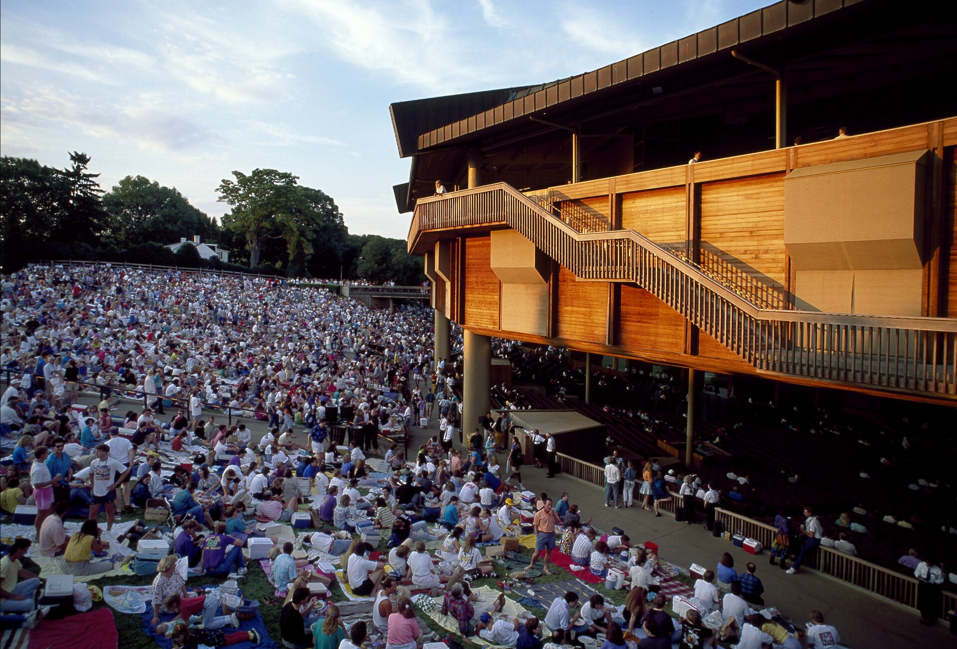 A concert crowd on the lawn at the Filene Center, Wolf Trap National Park for the Performing Arts.