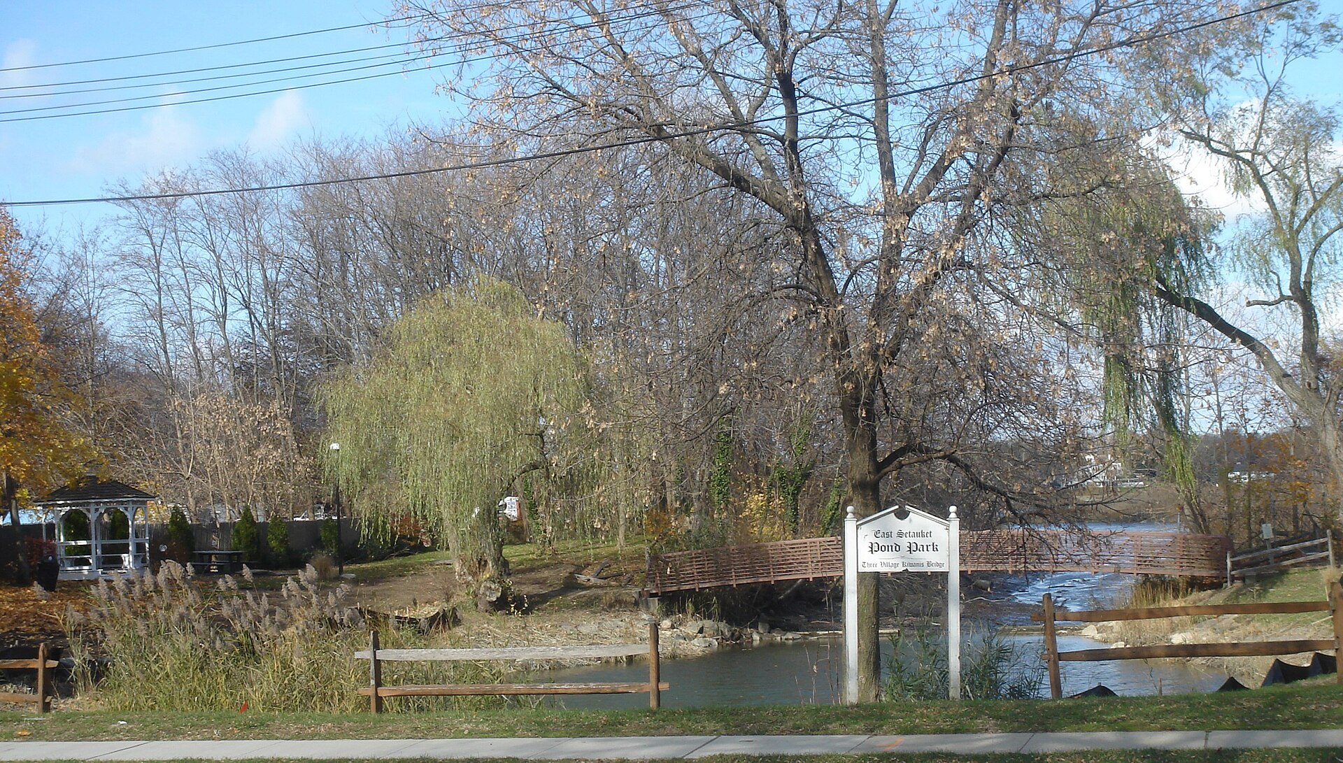 East Setauket Pond Park with willows and a pond