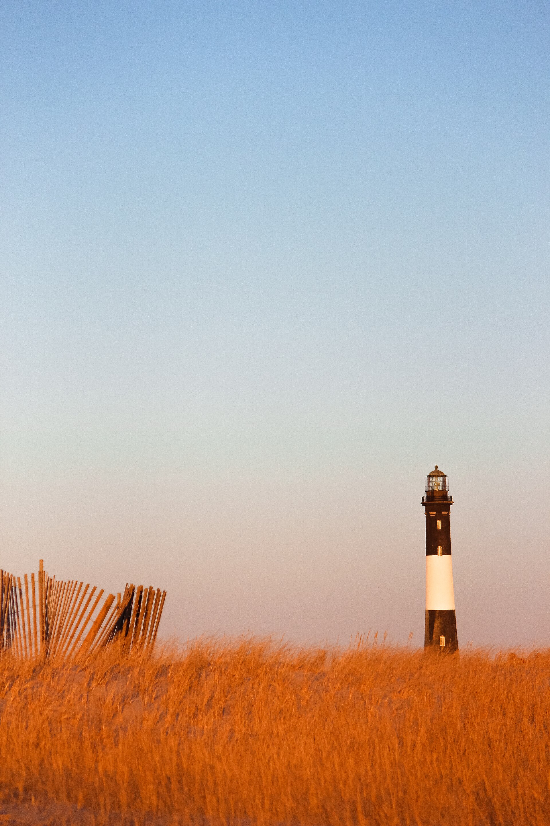 The Fire Island Lighthouse above the dunes, New York
