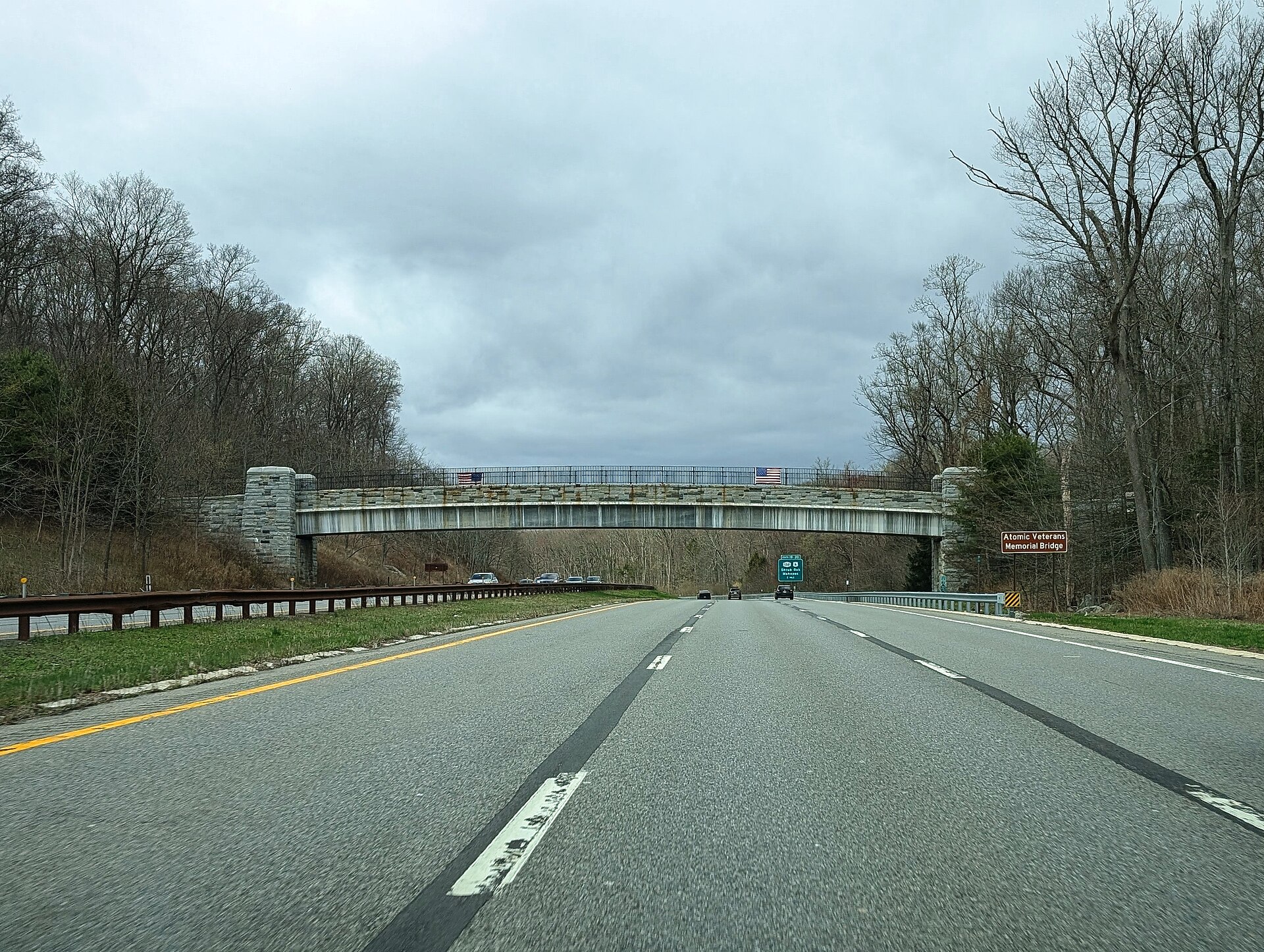 The Atomic Veterans Memorial Bridge carrying traffic over the Taconic State Parkway in Yorktown, New York