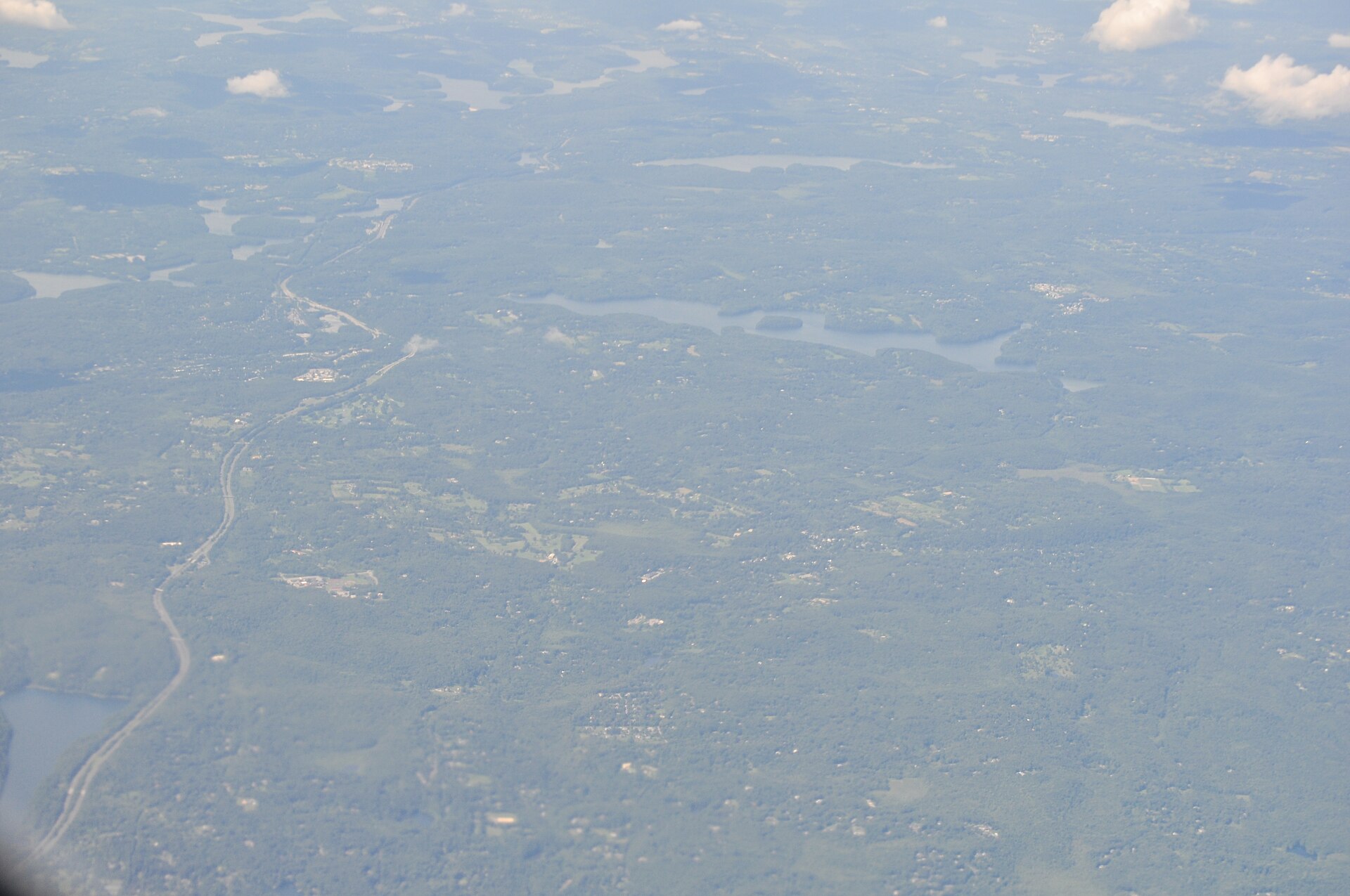 Aerial view of the Cross River Reservoir near Katonah, New York
