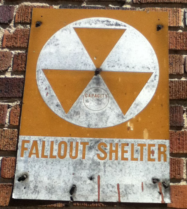 A vintage Fallout Shelter sign in Mamaroneck, New York