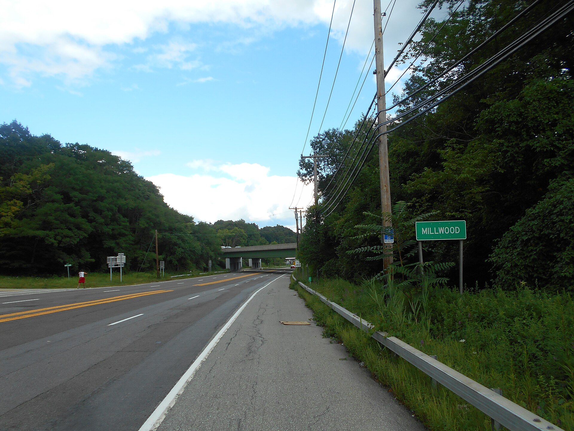 New York State Route 100 entering the hamlet of Millwood, New York.
