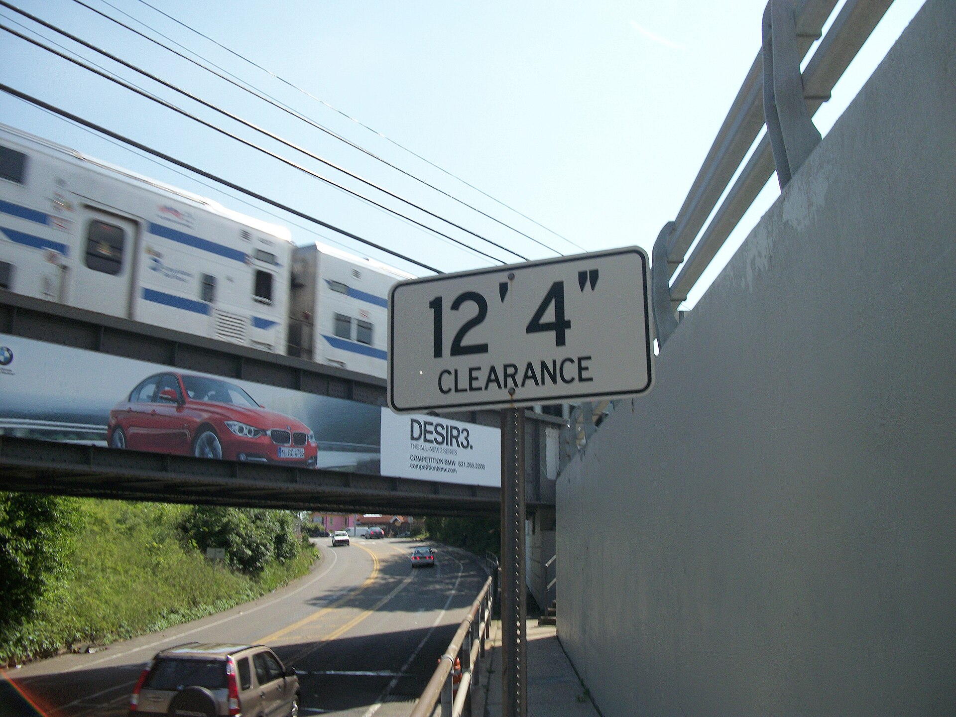 Long Island Rail Road cars approaching Sayville station.