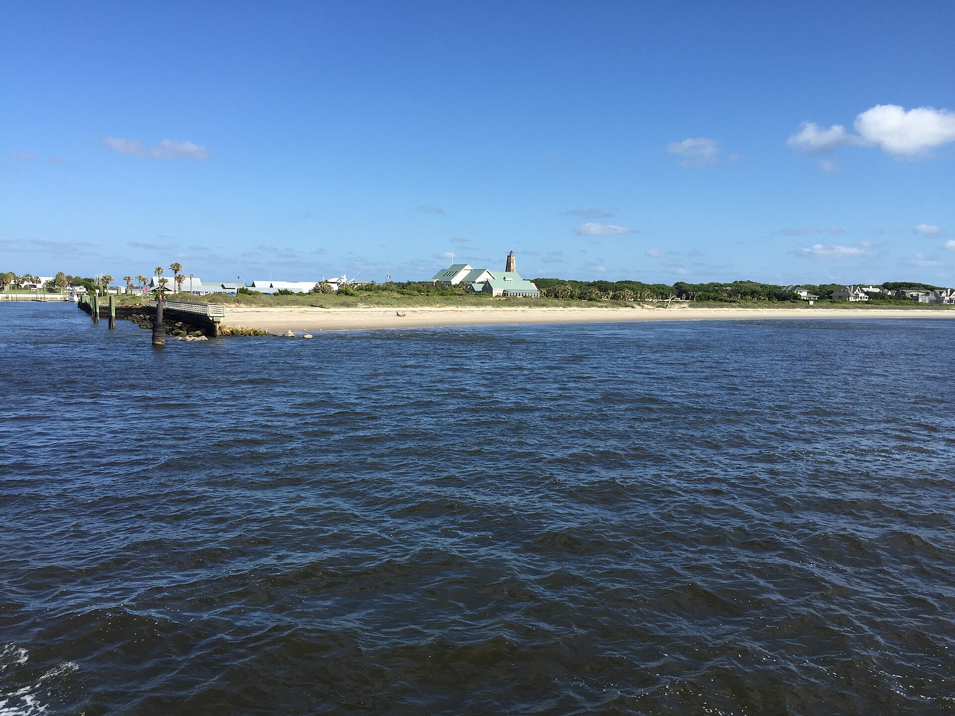 More boats moored at the marina in Bald Head Island Harbor.