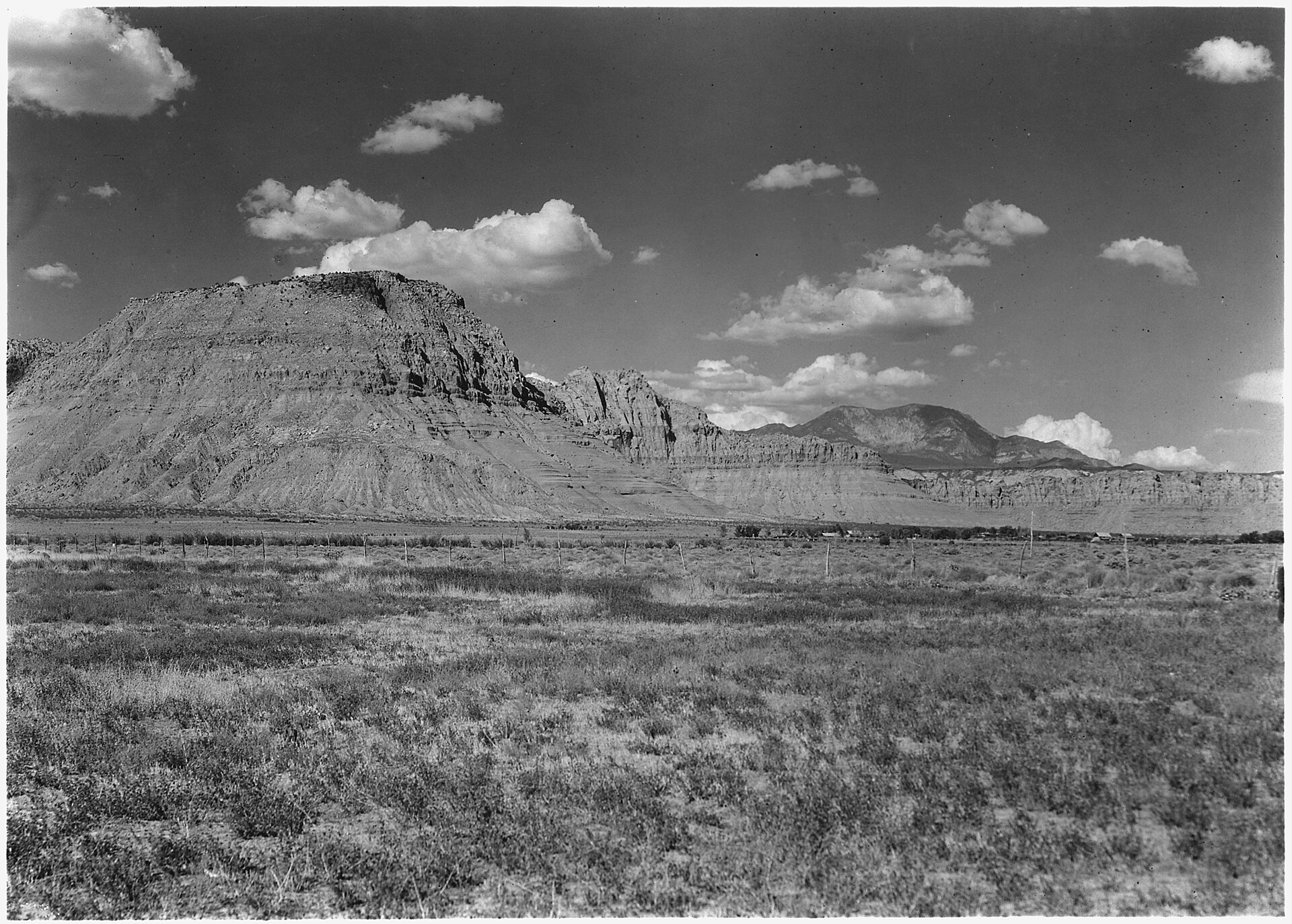 The Vermillion Cliffs rising above the village of Ivins, Utah.