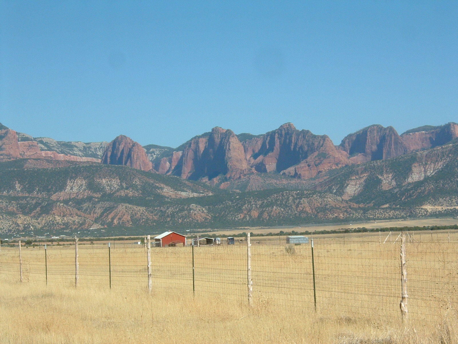 Red rock formations of the Kolob Fingers seen from New Harmony Utah.