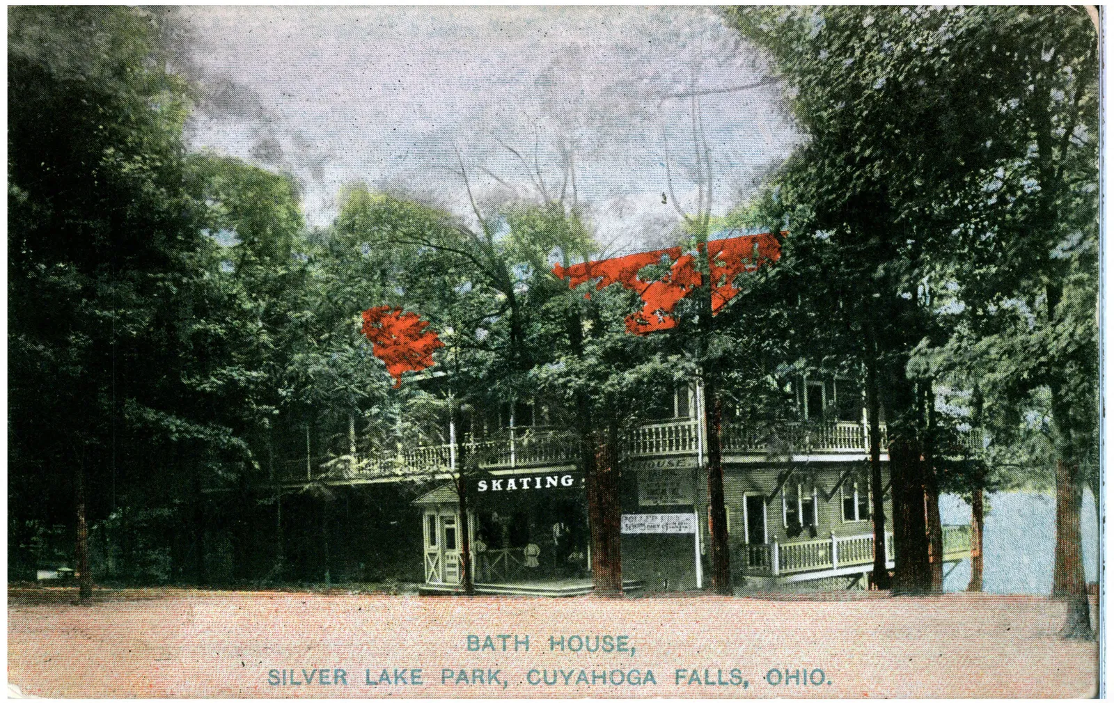 A view of the Bath House on the shore of Silver Lake Park, Cuyahoga Falls, Ohio. (