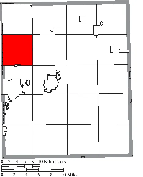 Map of the municipal and township boundaries of Portage County, Ohio, United States, as of the 2000 census, with the location of the city...