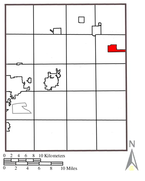 Map of Portage County, Ohio with the village of Windham highlighted.