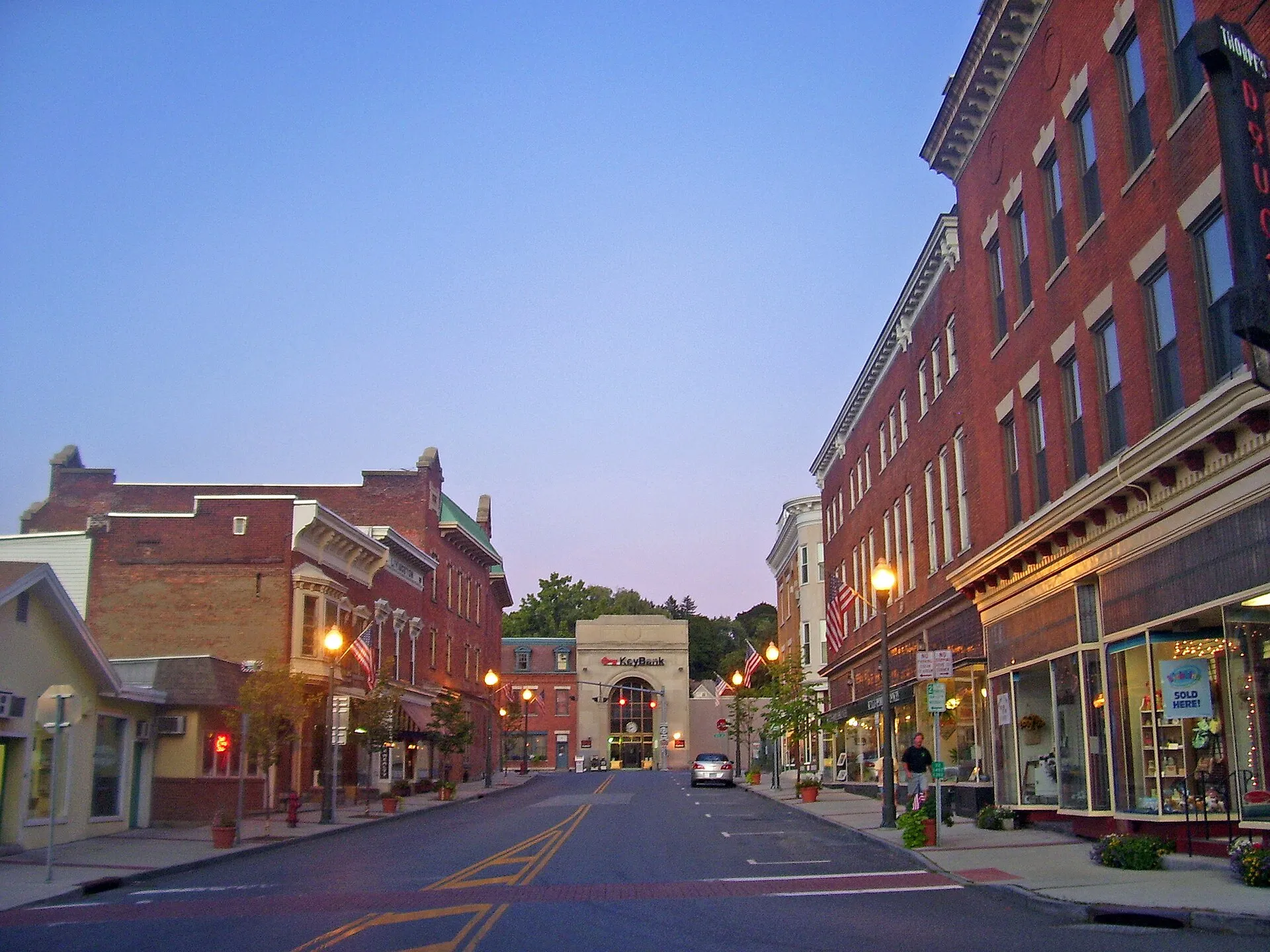 Historic-district streetscape in downtown Hoosick Falls