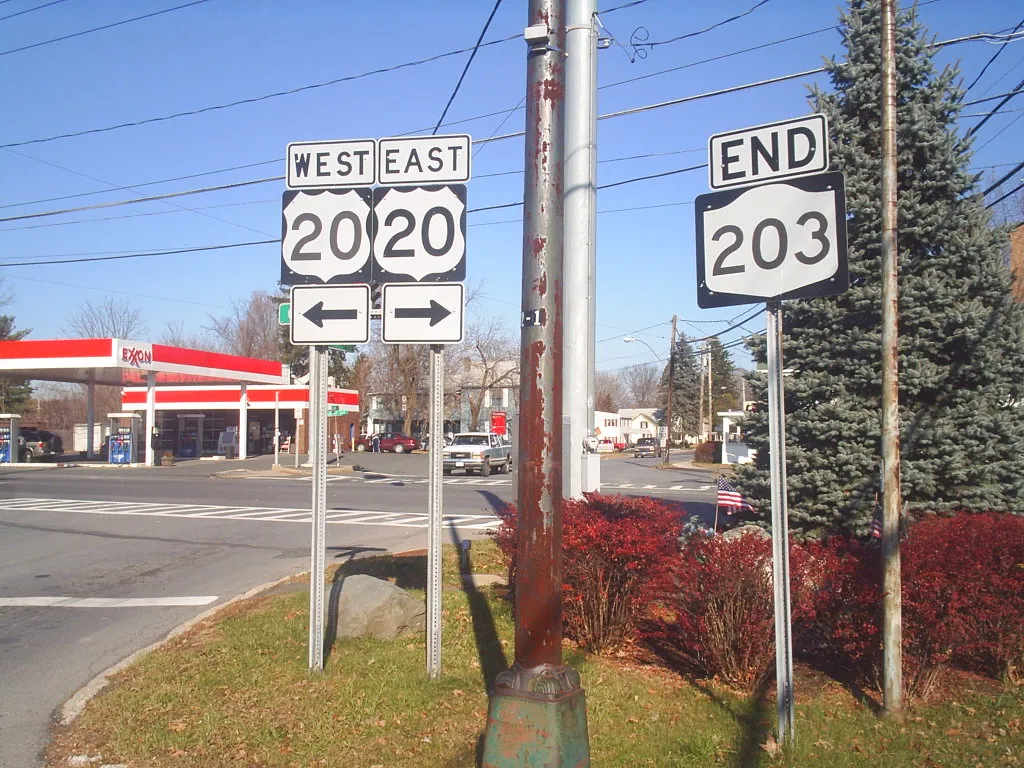 NY 203 at the junction with US 20 in Nassau