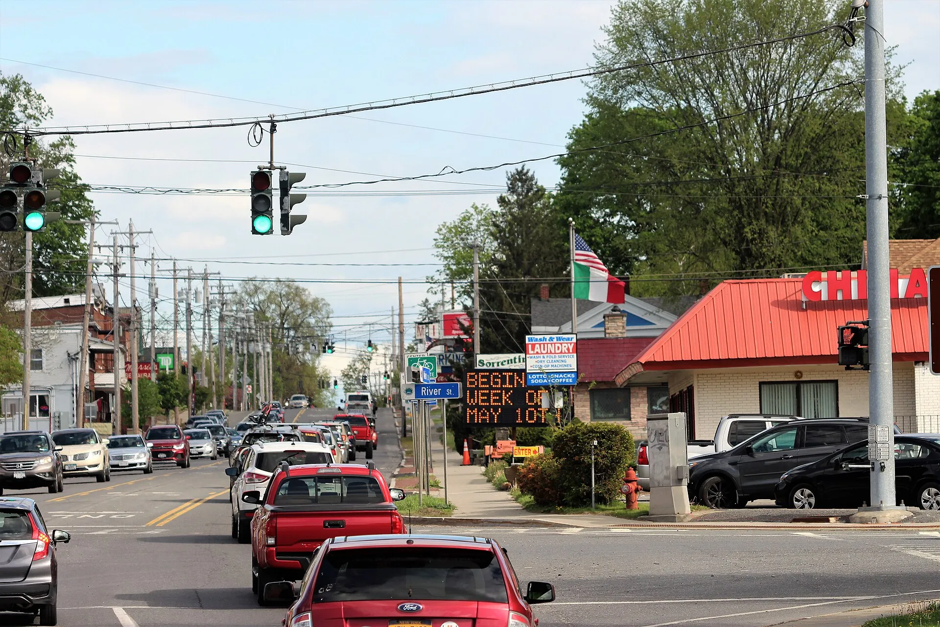 View of Main Street from the Cooper's Cave Bridge in South Glens Falls