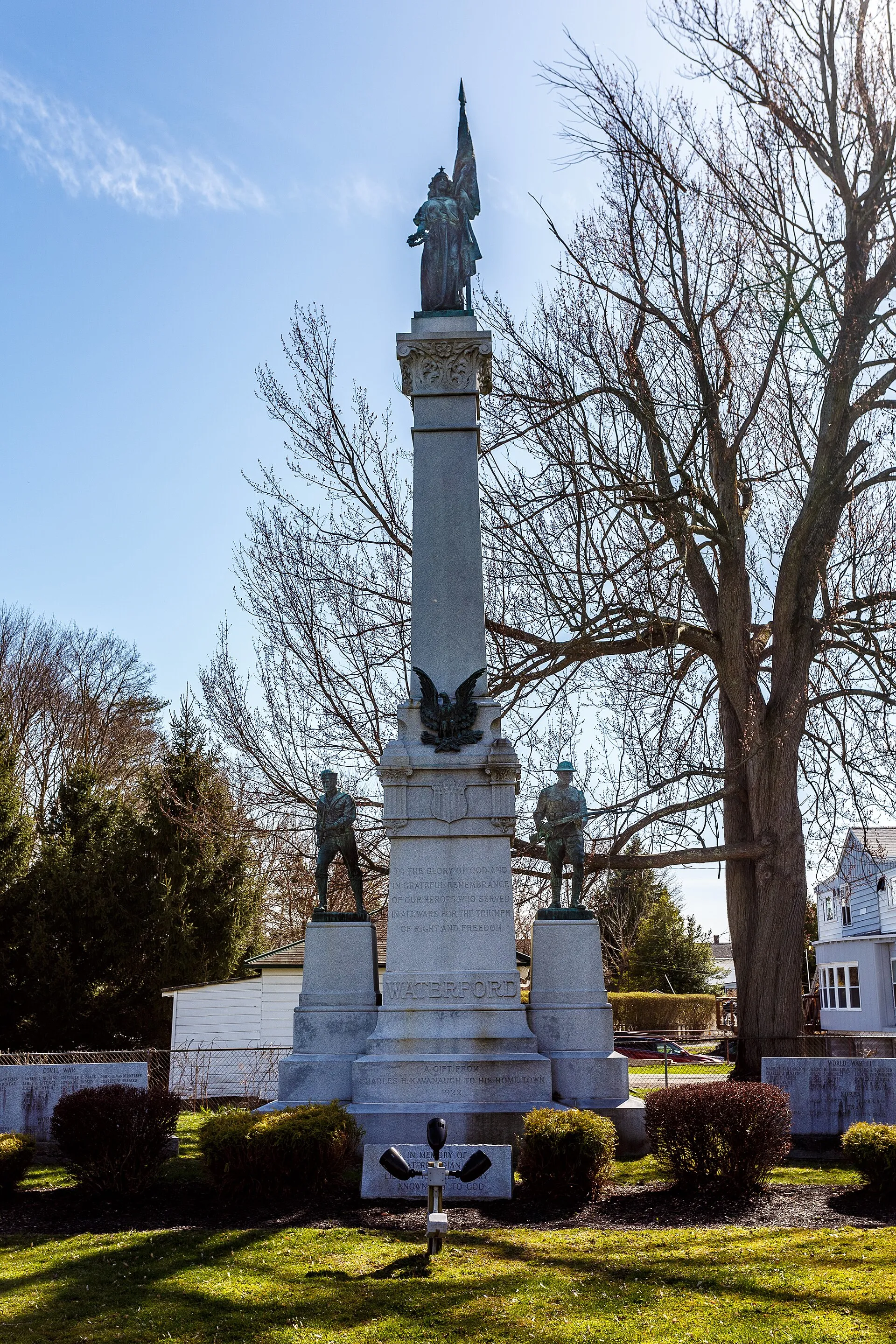 Civil War memorial in Soldiers & Sailors Memorial Park, Broad Street at First Street, Waterford