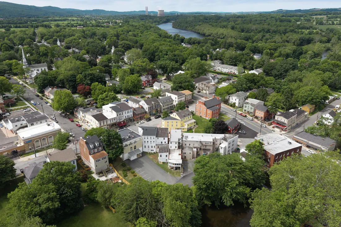Aerial view of downtown Belvidere, New Jersey (pop. 2,520).