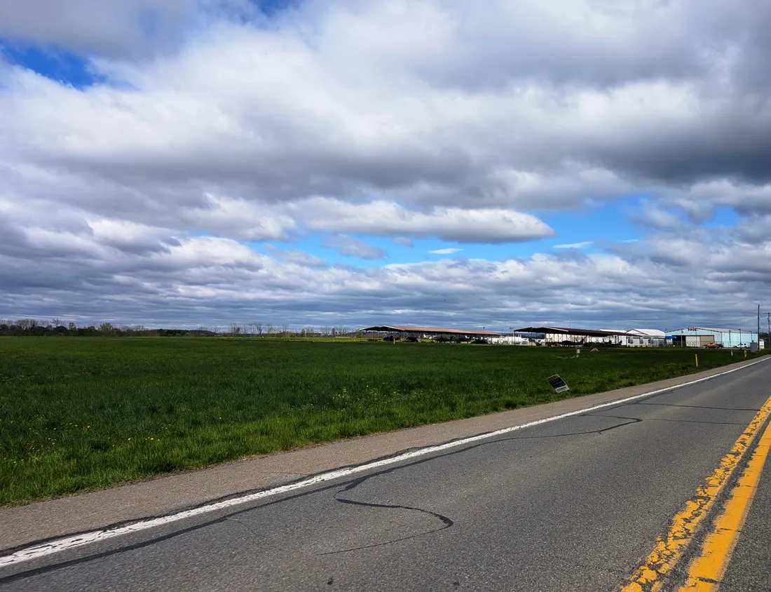 Photo of the grounds of the Braden Airpark in Forks Township, Northampton County, Pennsylvania. Photo taken from Sullivan Trail (Old Pennsylvania Route 115) looking northwest.
