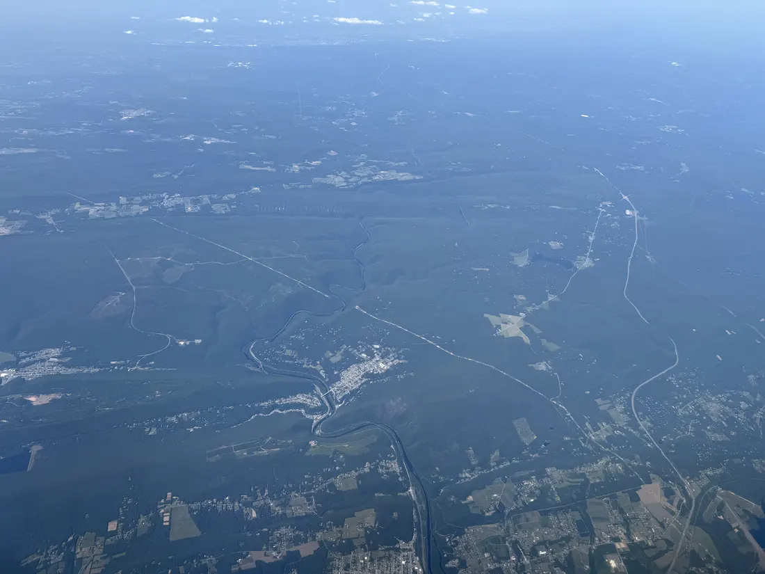 View towards Jim Thorpe and Penn Forest Township in Carbon County, Pennsylvania (including the Lehigh Gorge left of center and Pennsylvania Turnpike Northeast E